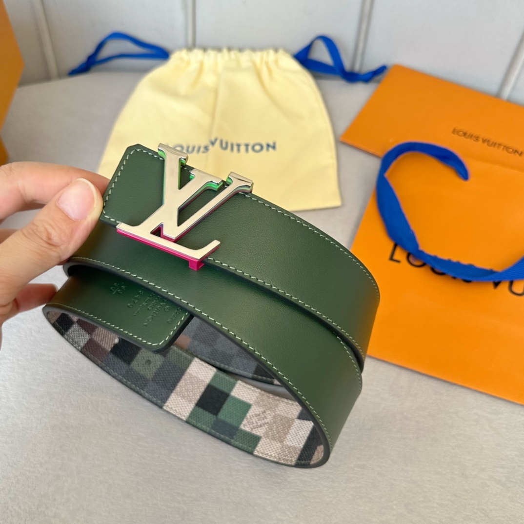 Louis Vuitton Male Basic Belt Cow Leather White 40mm-m