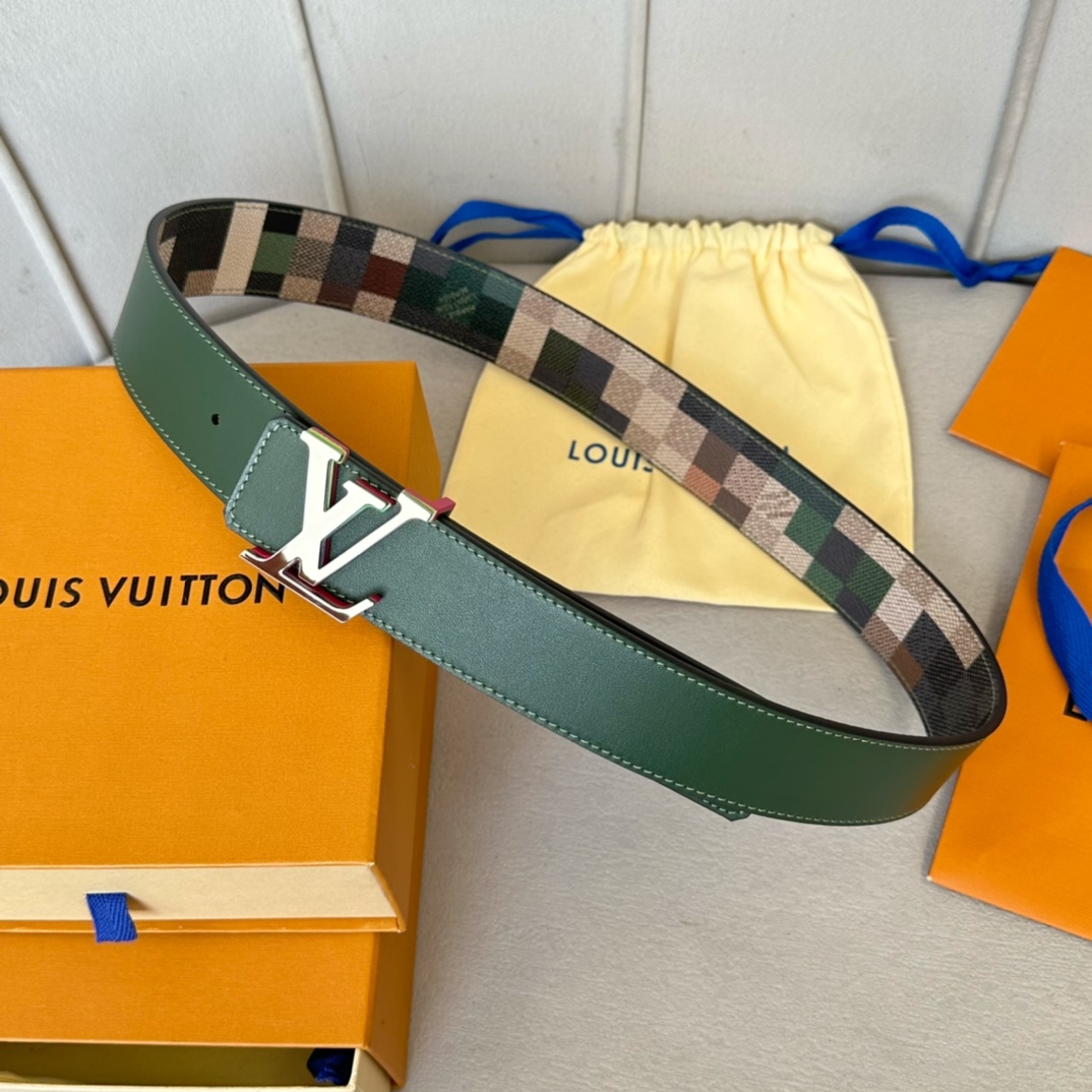 Louis Vuitton Male Basic Belt Cow Leather White 40mm-m