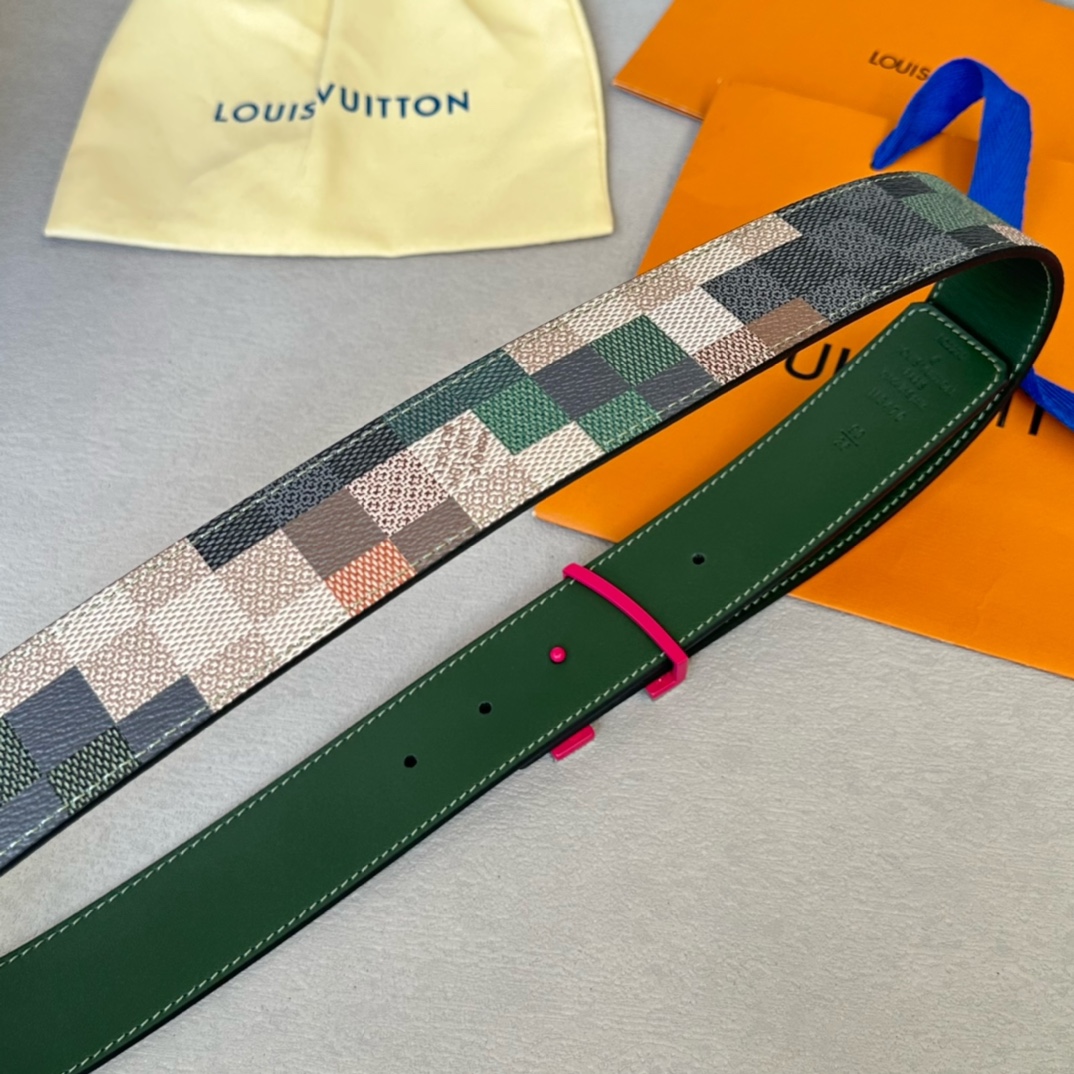 Louis Vuitton Male Basic Belt Cow Leather White 40mm-m