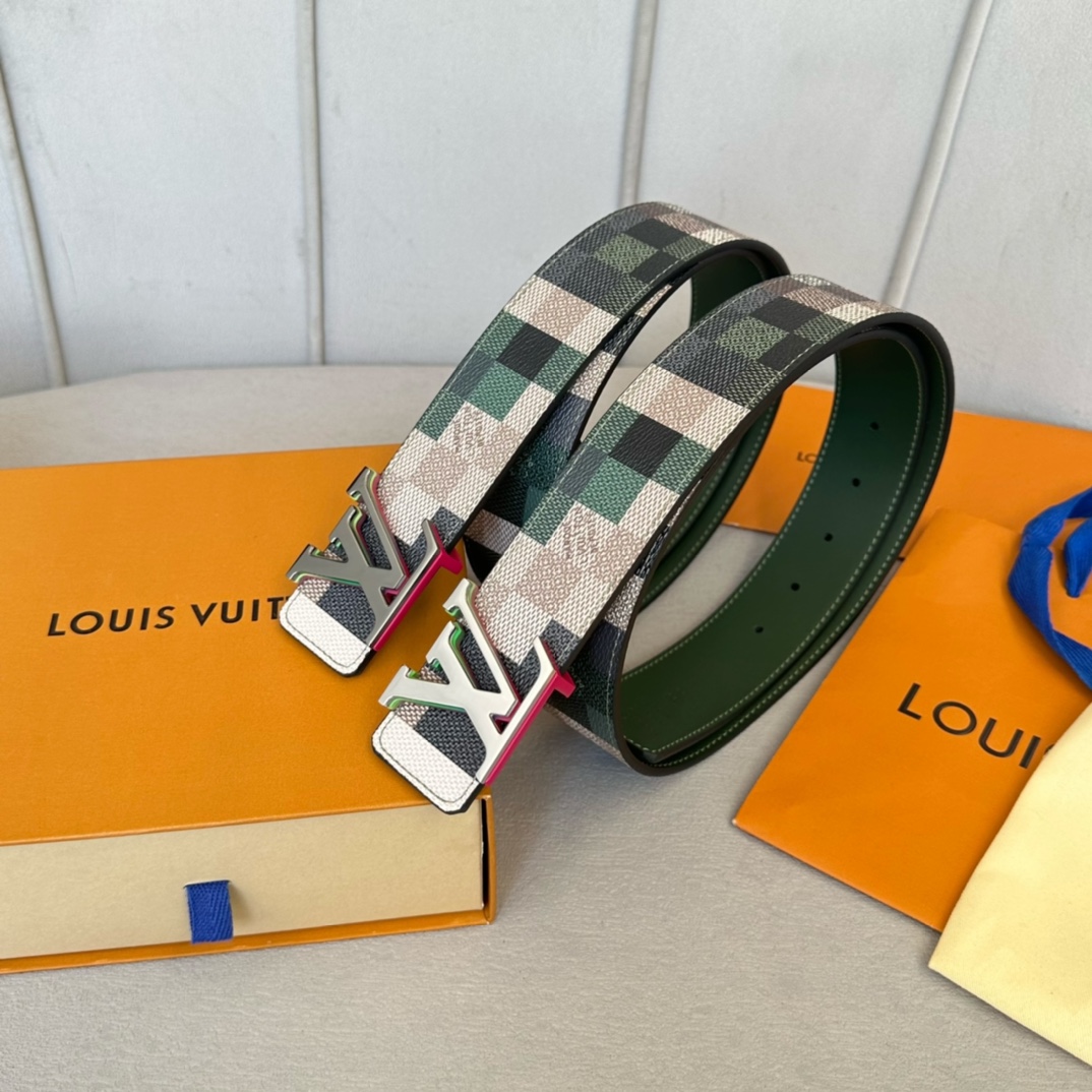 Louis Vuitton Male Basic Belt Cow Leather White 40mm-m