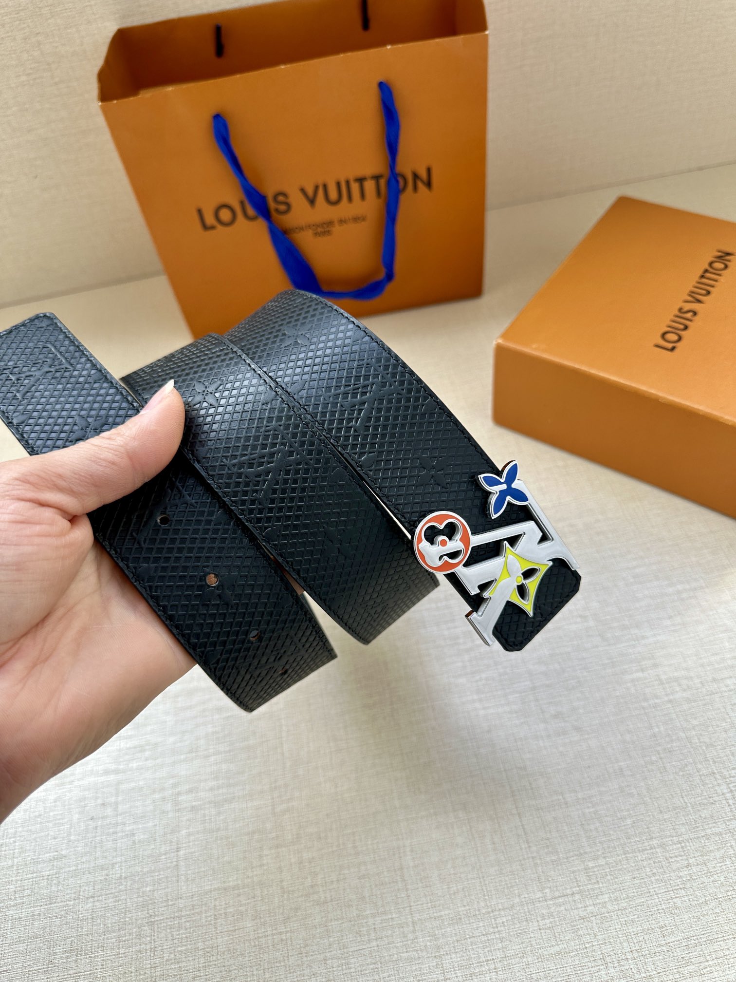 Louis Vuitton Leather Belt Cow Leather L