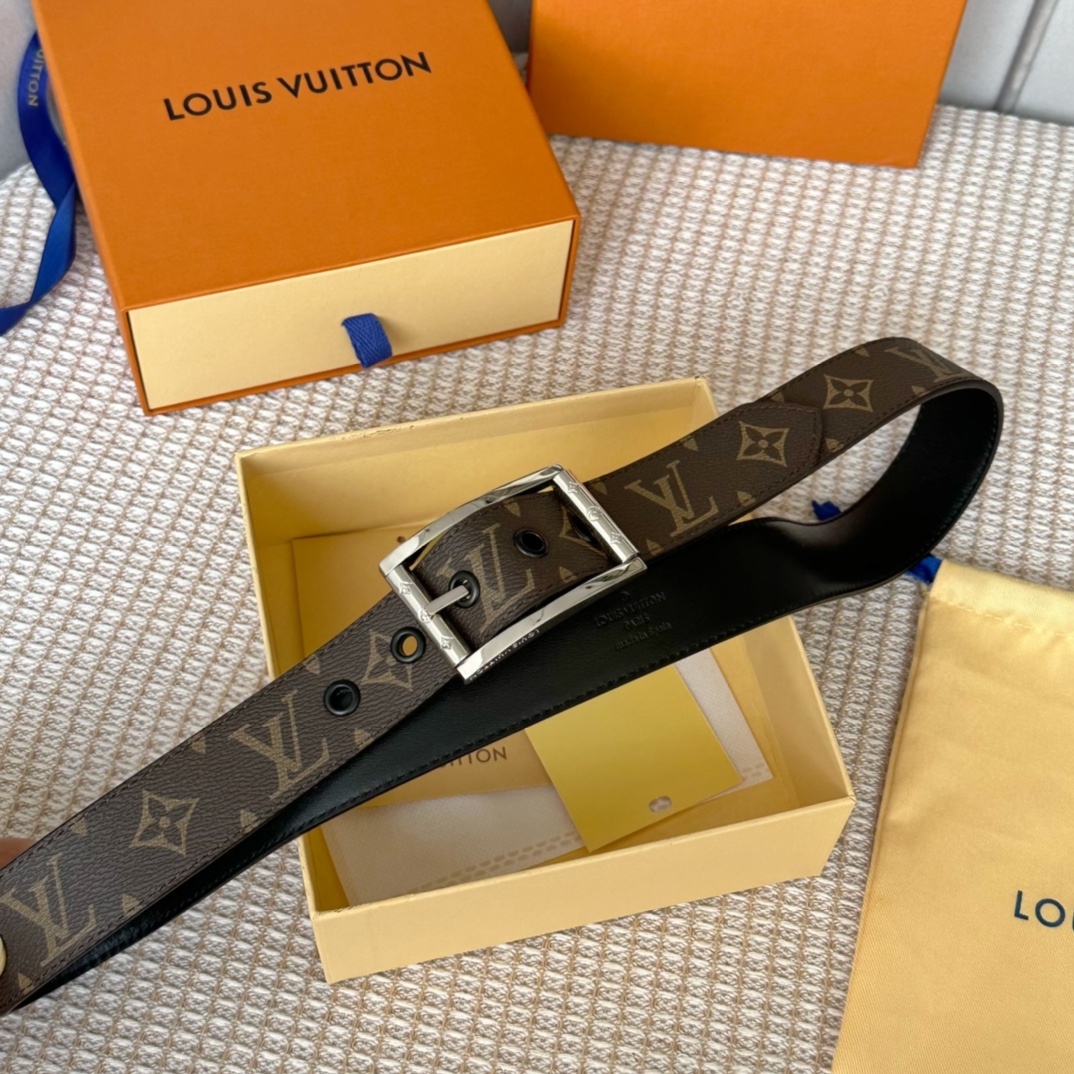 Louis Vuitton Male Basic Belt Cow Leather 35mm-l-s