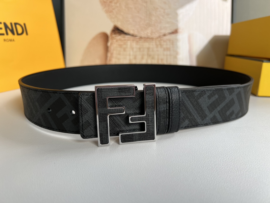 Fendi Leather Belt Cow Leather Blue M