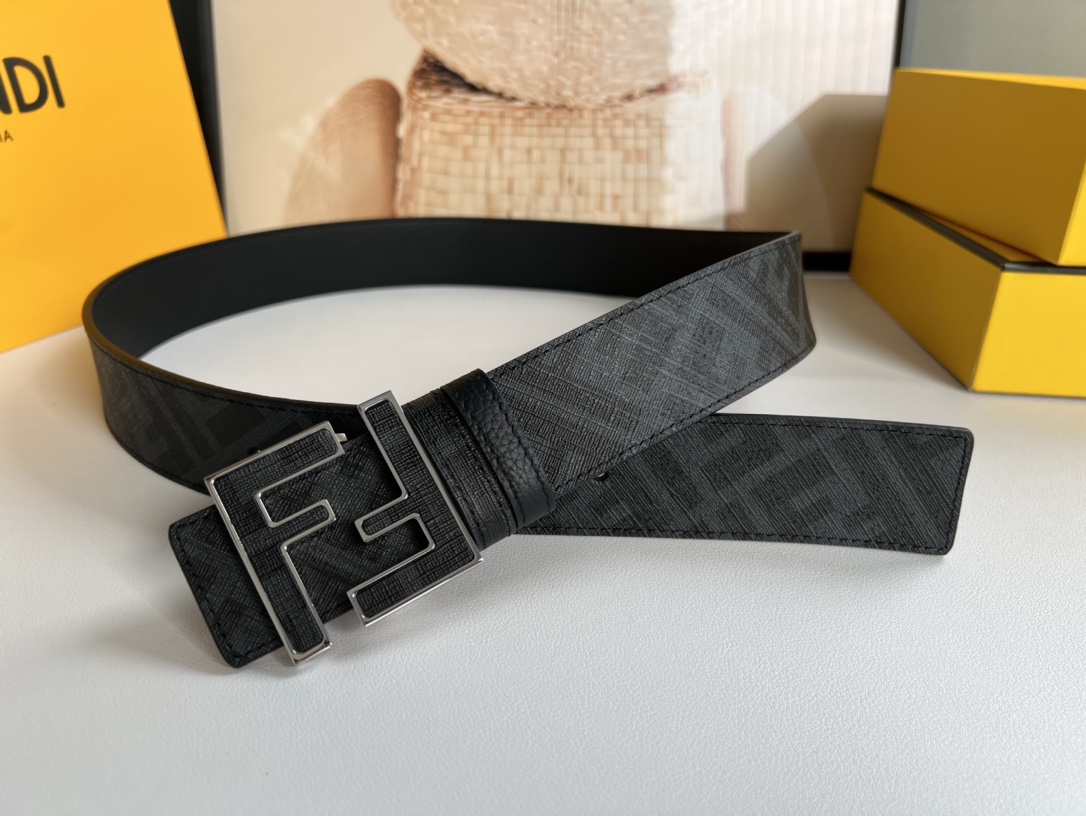 Fendi Leather Belt Cow Leather Blue M