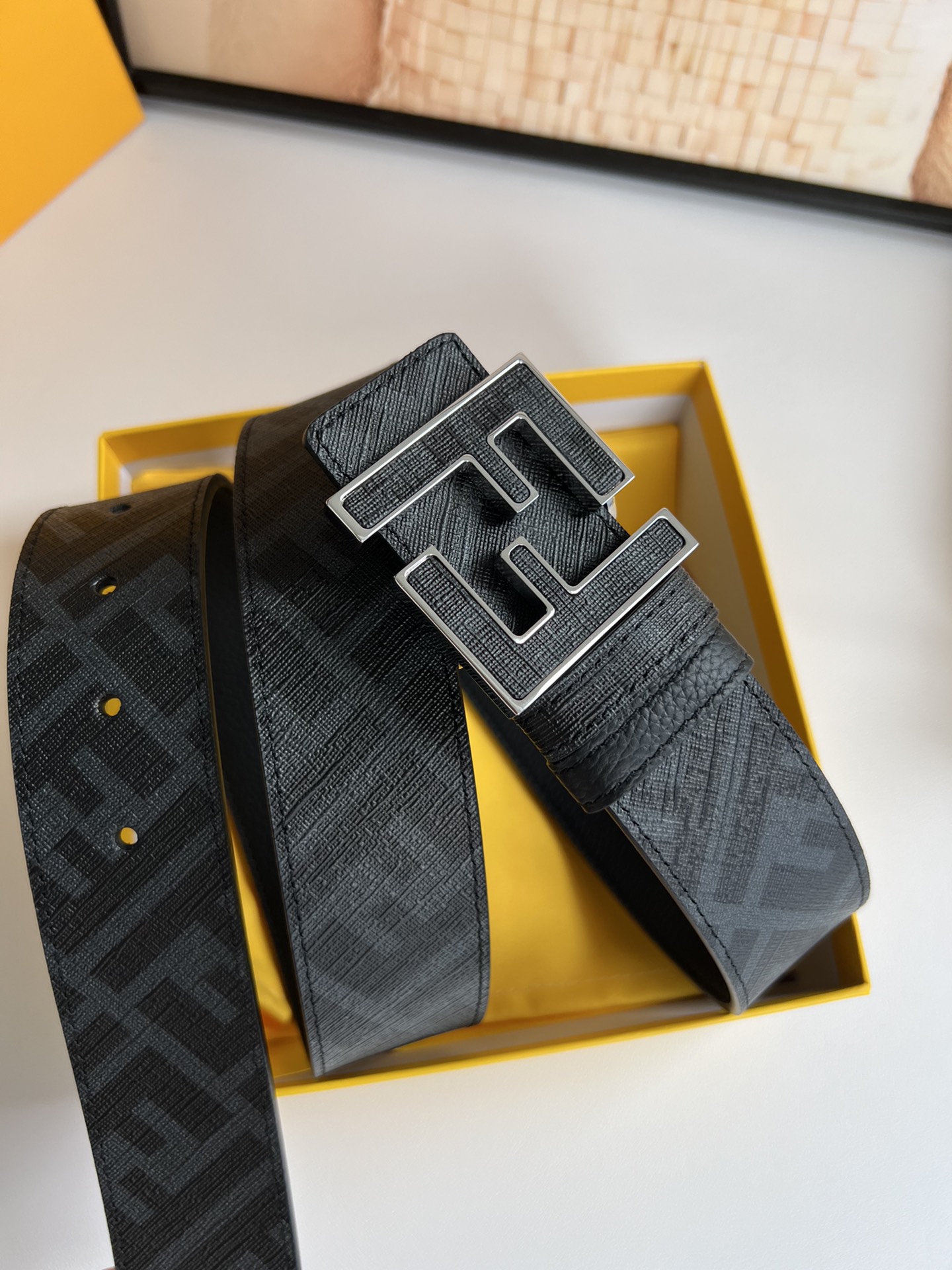 Fendi Leather Belt Cow Leather Blue M