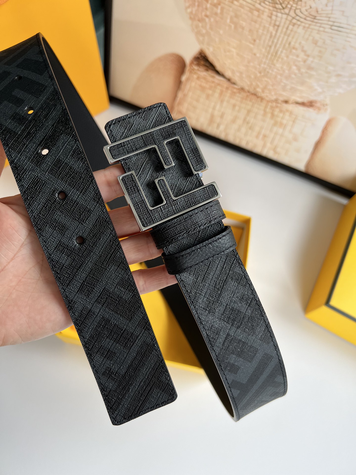 Fendi Leather Belt Cow Leather Blue M