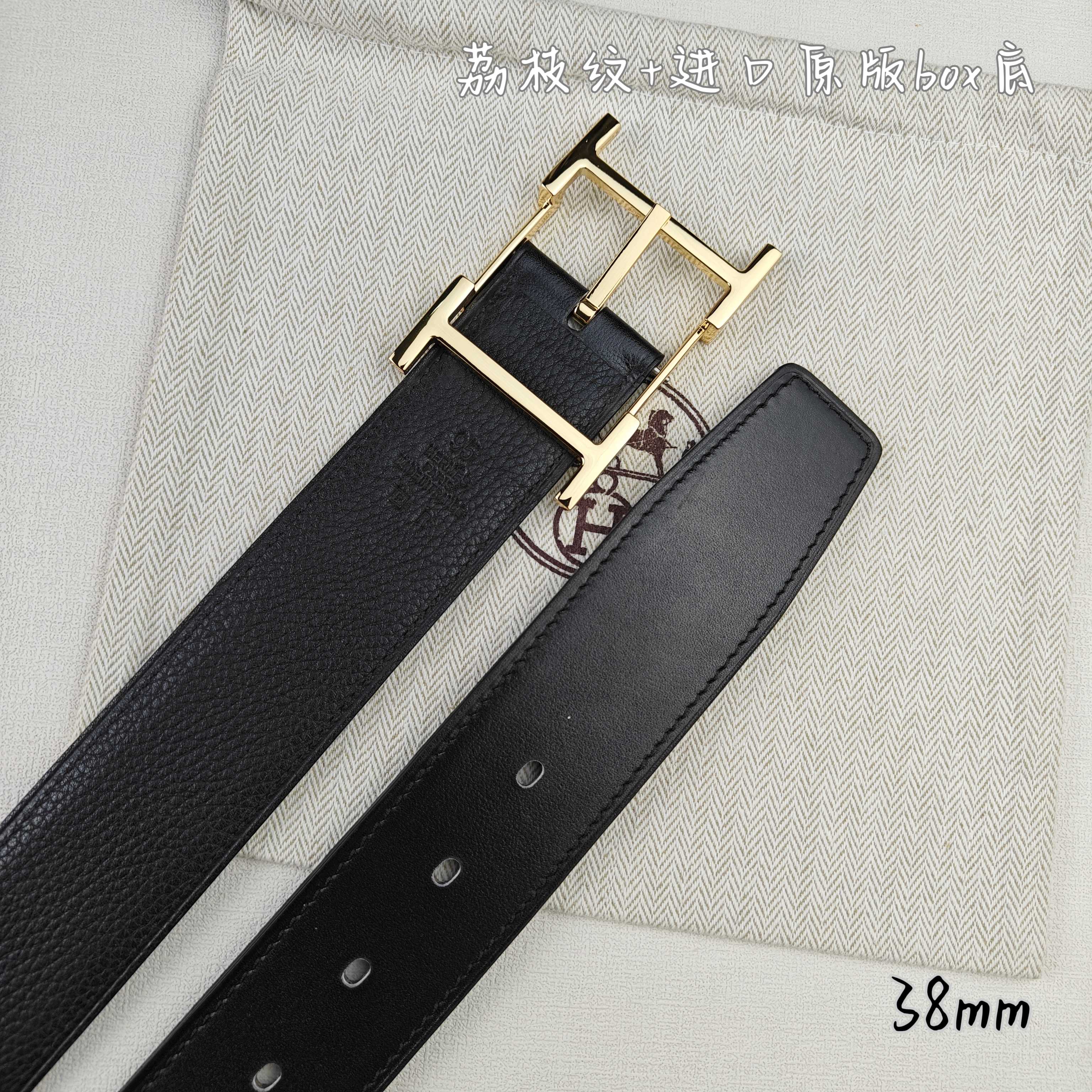 Hermès Basic Belt Top Grain Leather Black 38mm-s-m
