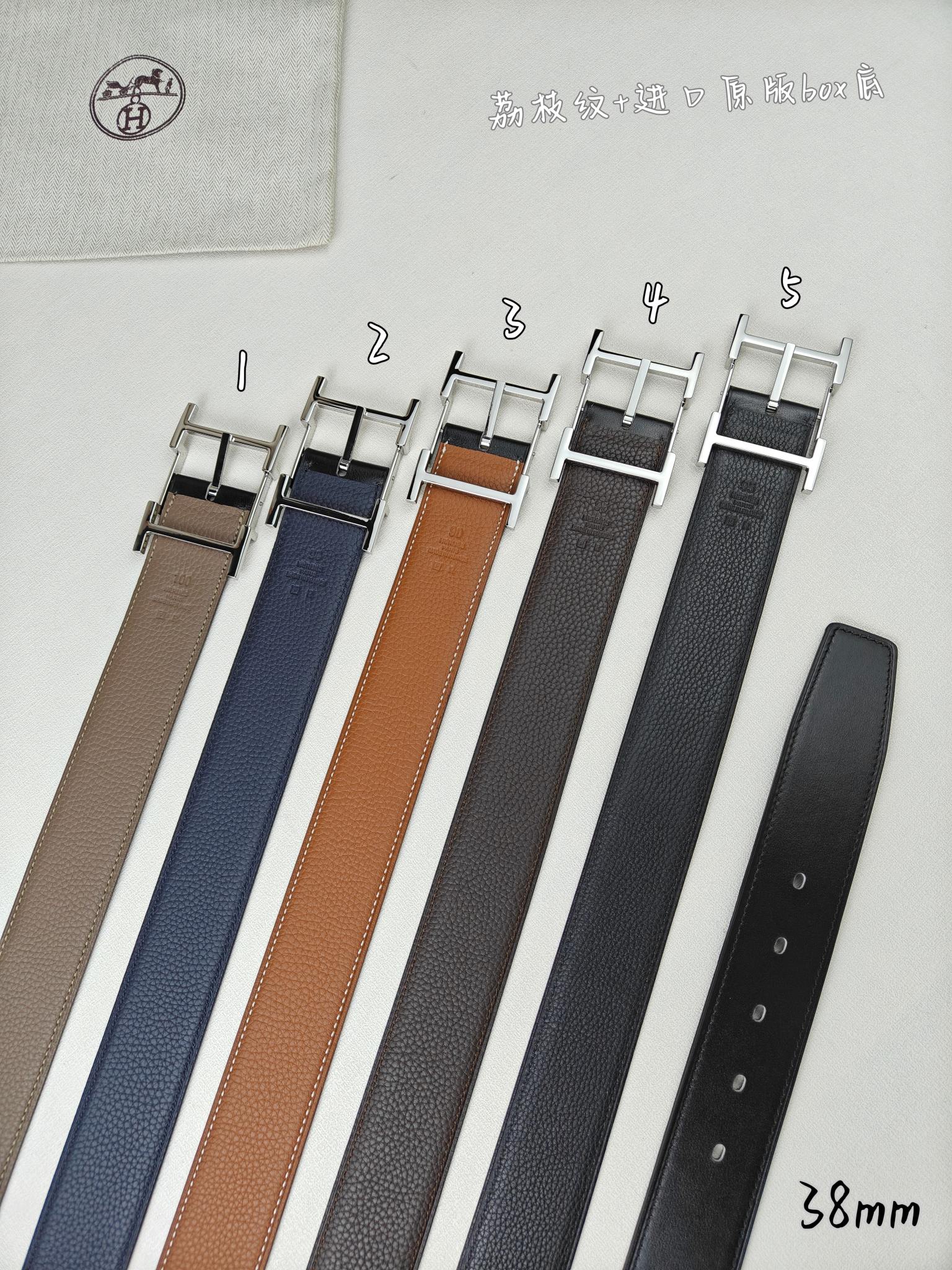 Hermès Basic Belt Top Grain Leather Black 38mm-s-m