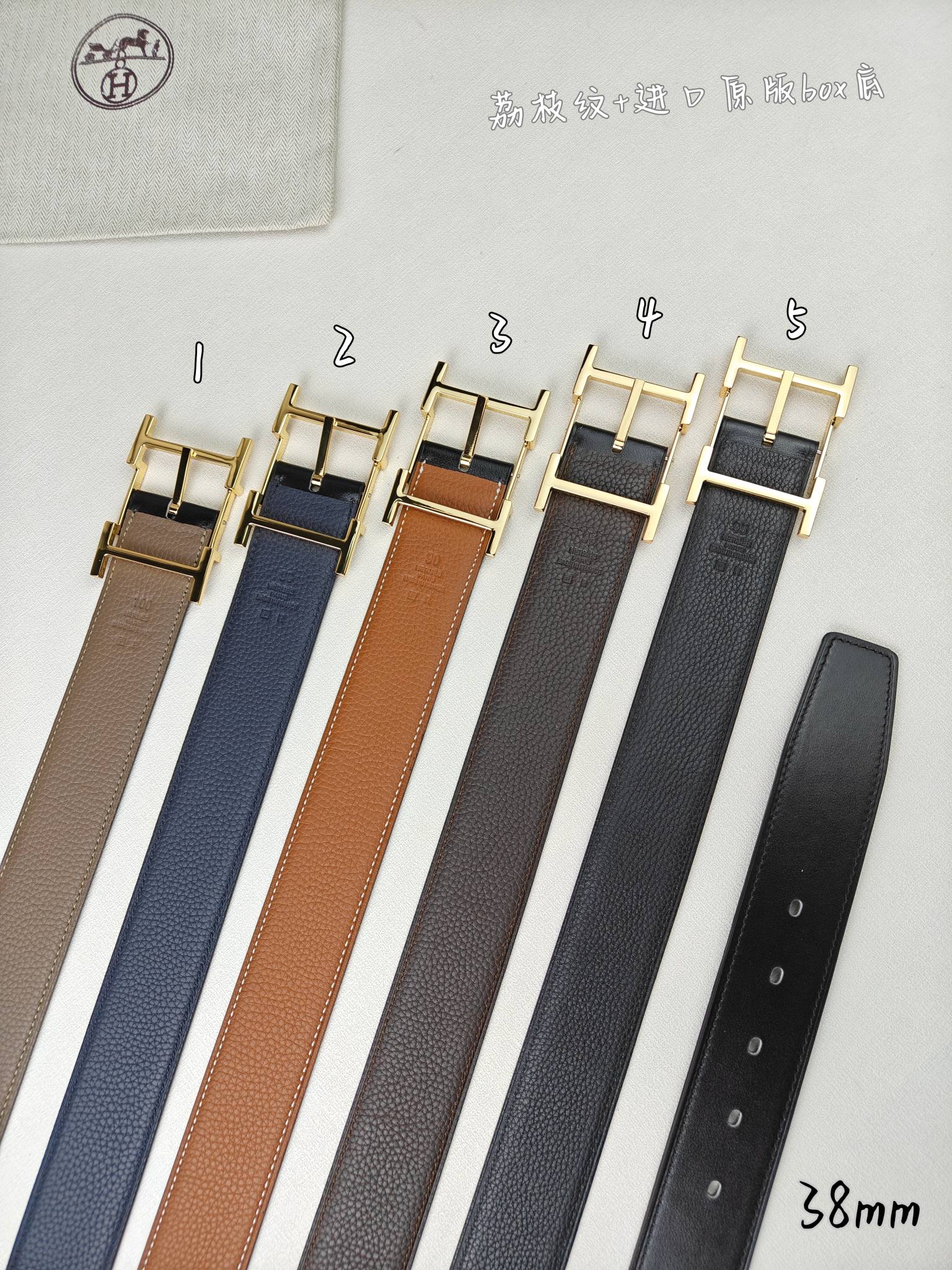 Hermès Basic Belt Top Grain Leather Black 38mm-s-m