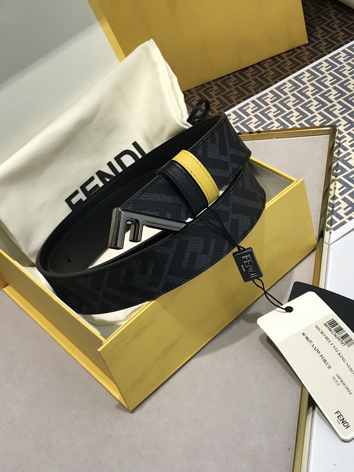Fendi Male Leather Belt Cow Leather 35mm