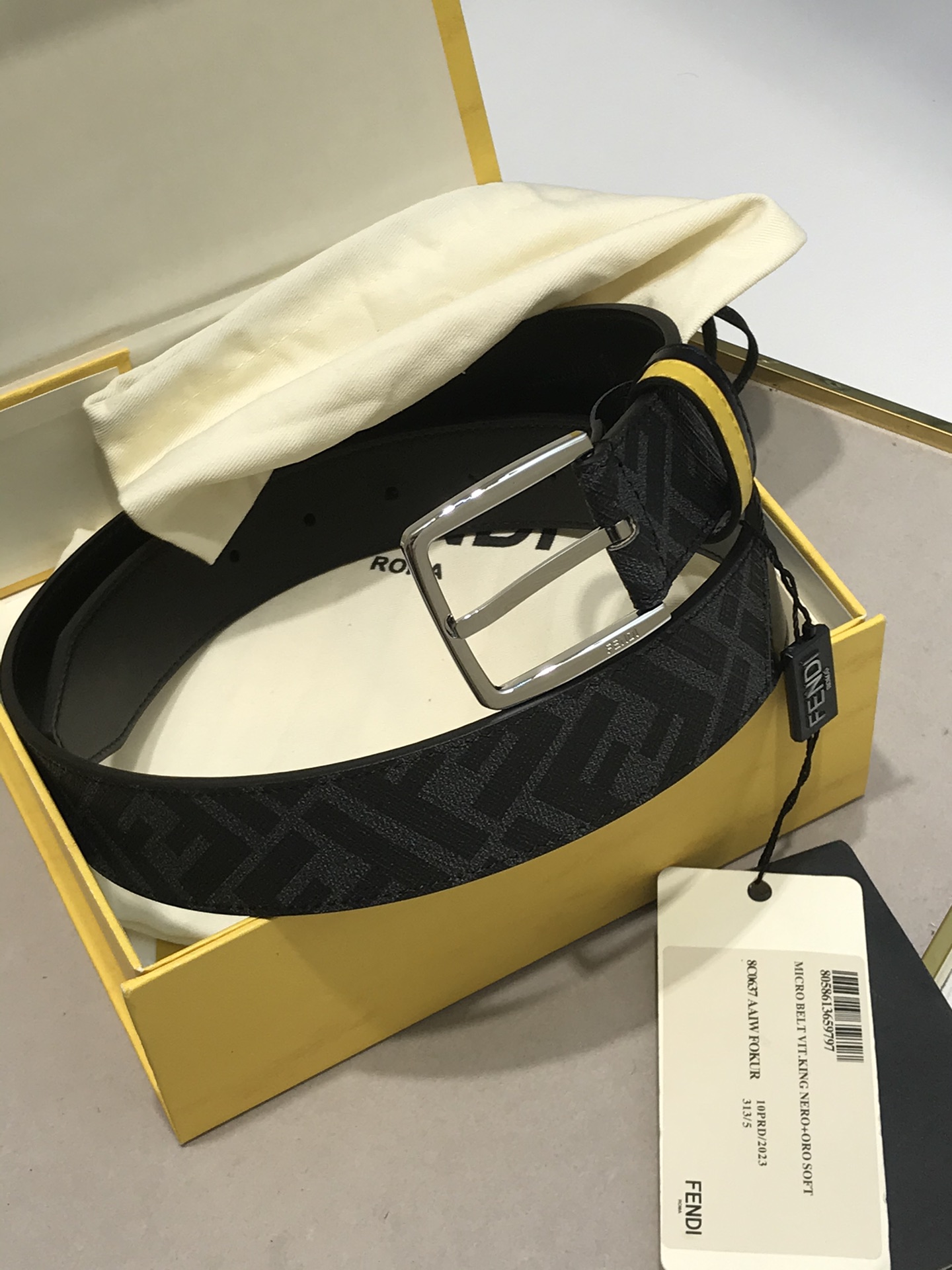 Fendi Male Leather Belt Cow Leather 35mm