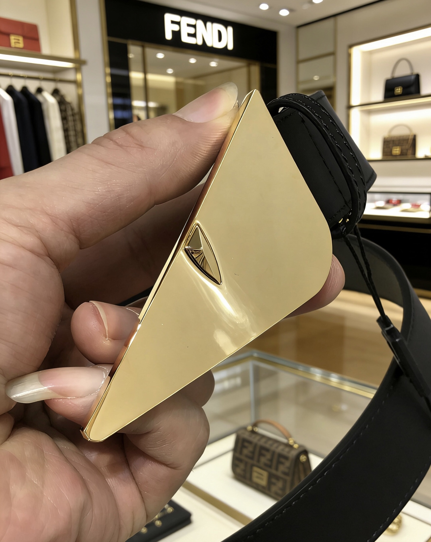 Fendi Leather Belt Cow Leather Black 35mm