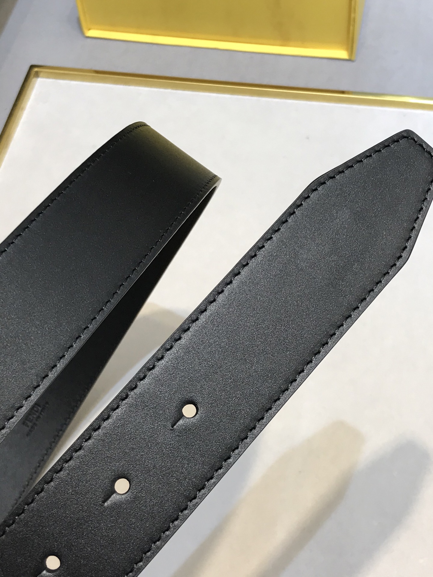 Fendi Leather Belt Cow Leather Black 35mm