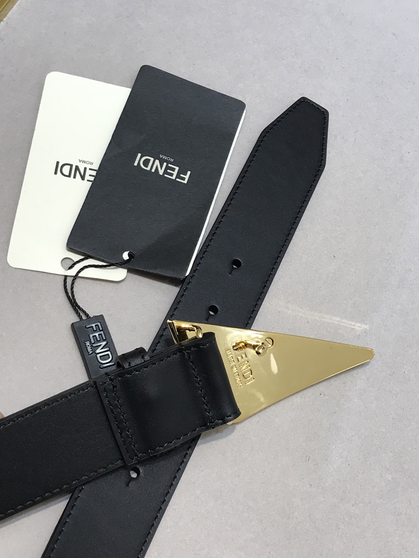 Fendi Leather Belt Cow Leather Black 35mm