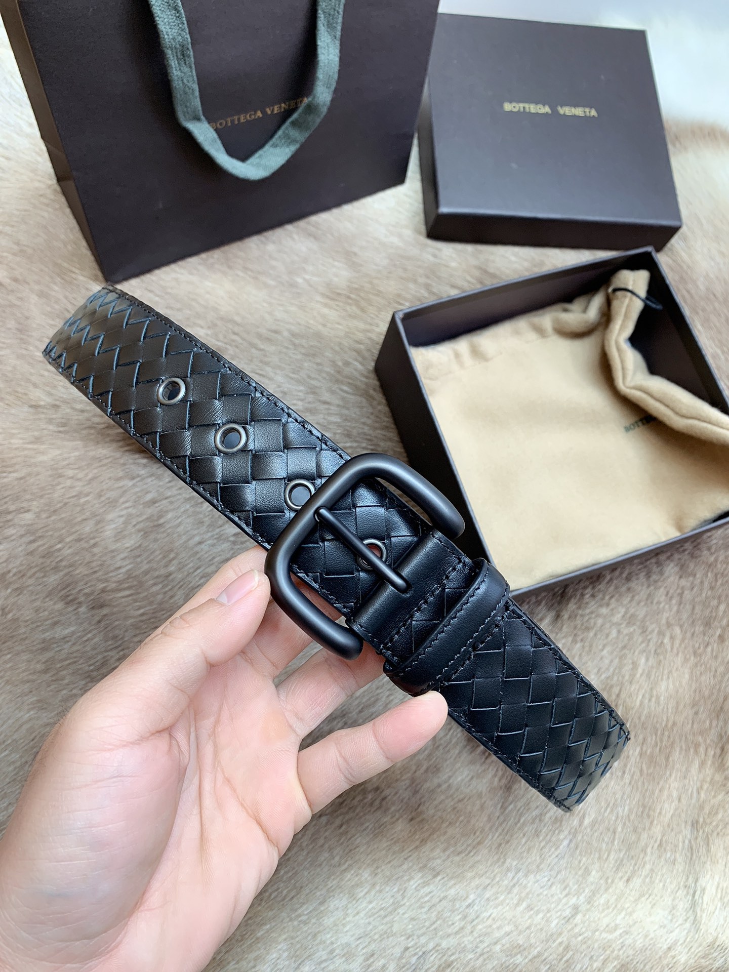 Bottega Veneta Male Leather Belt Top Grain Leather M-l