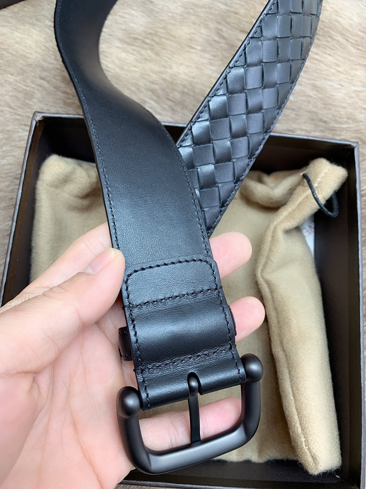 Bottega Veneta Male Leather Belt Top Grain Leather M-l