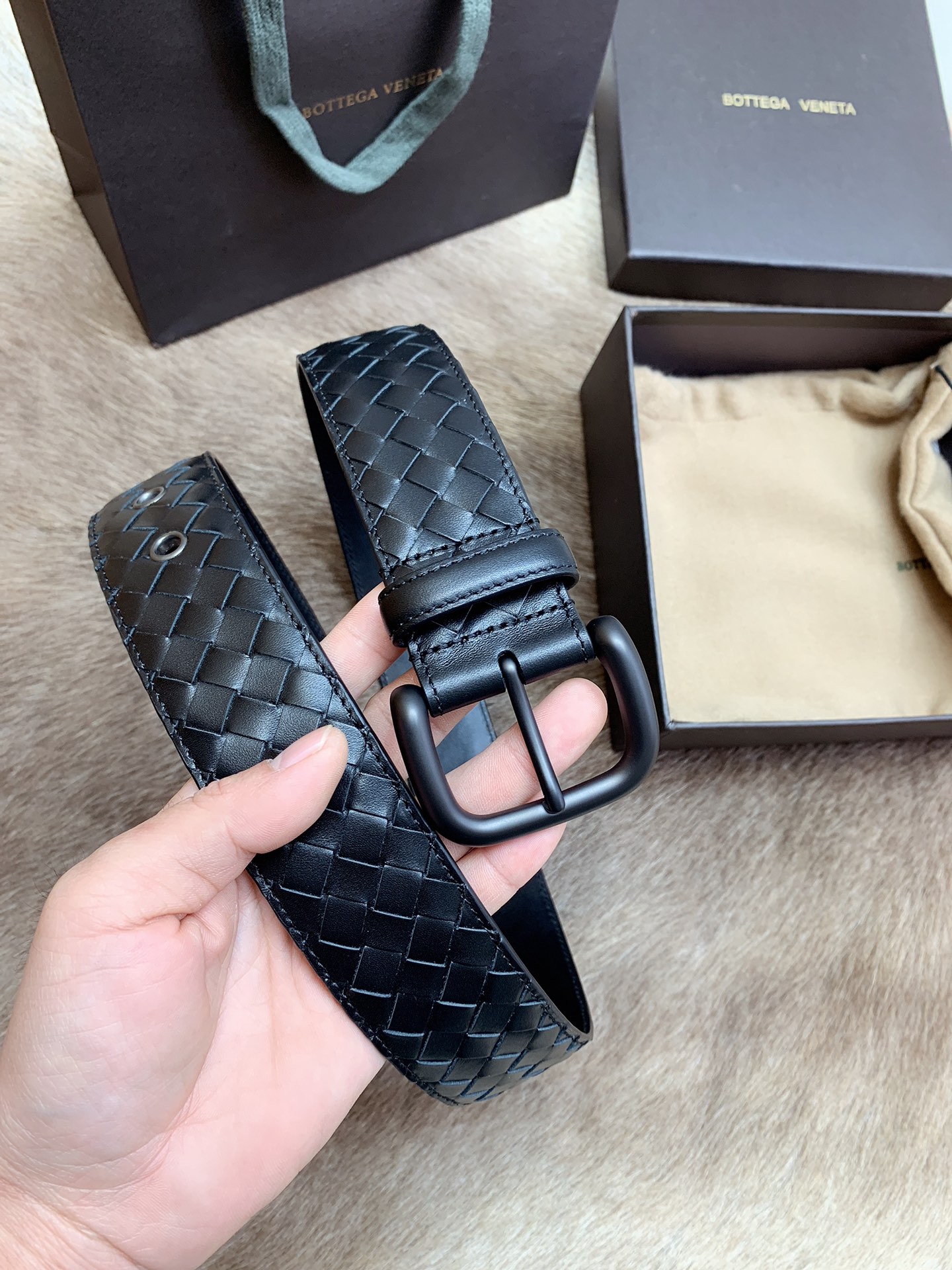 Bottega Veneta Male Leather Belt Top Grain Leather M-l