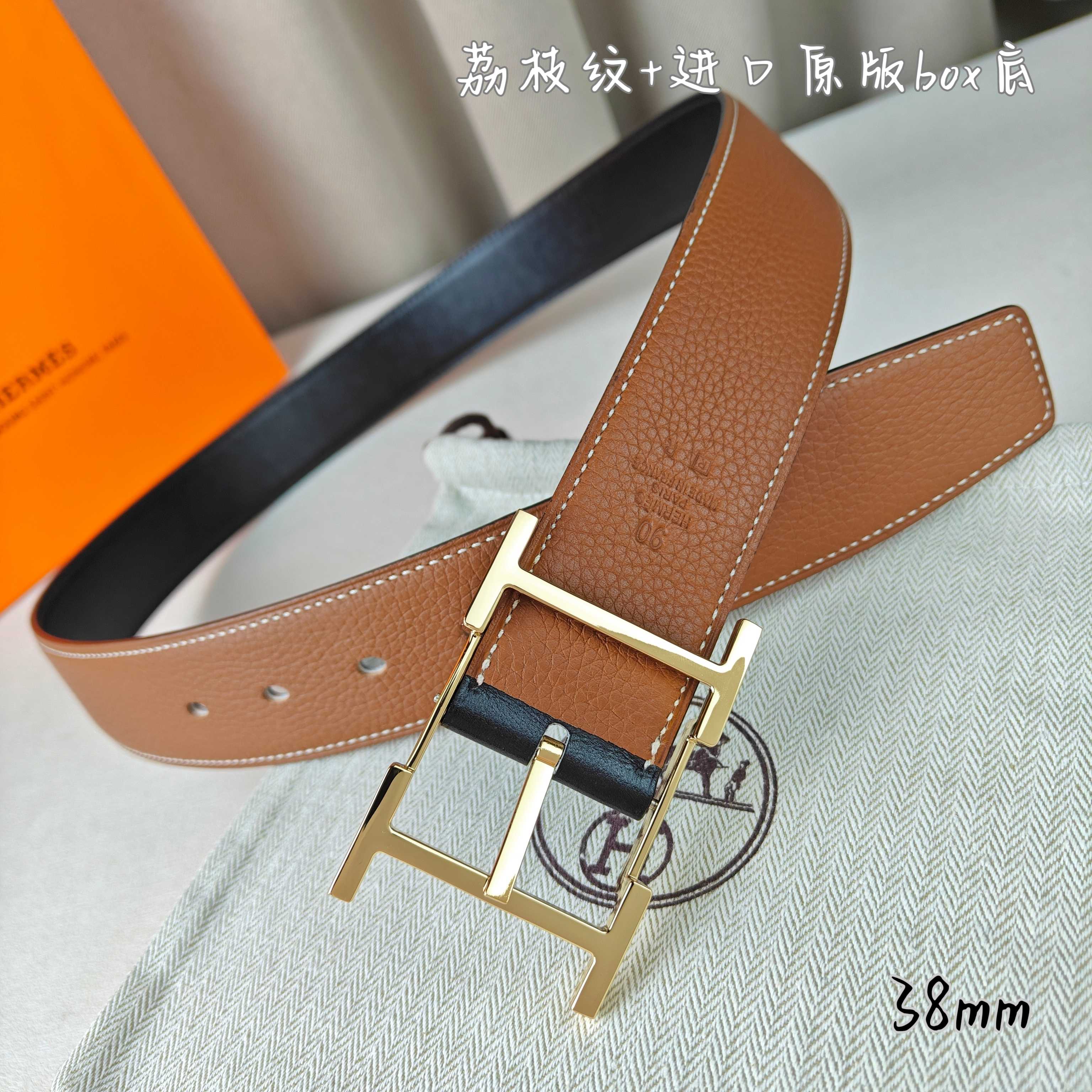 Hermès Basic Belt Top Grain Leather Black 38mm-s-m