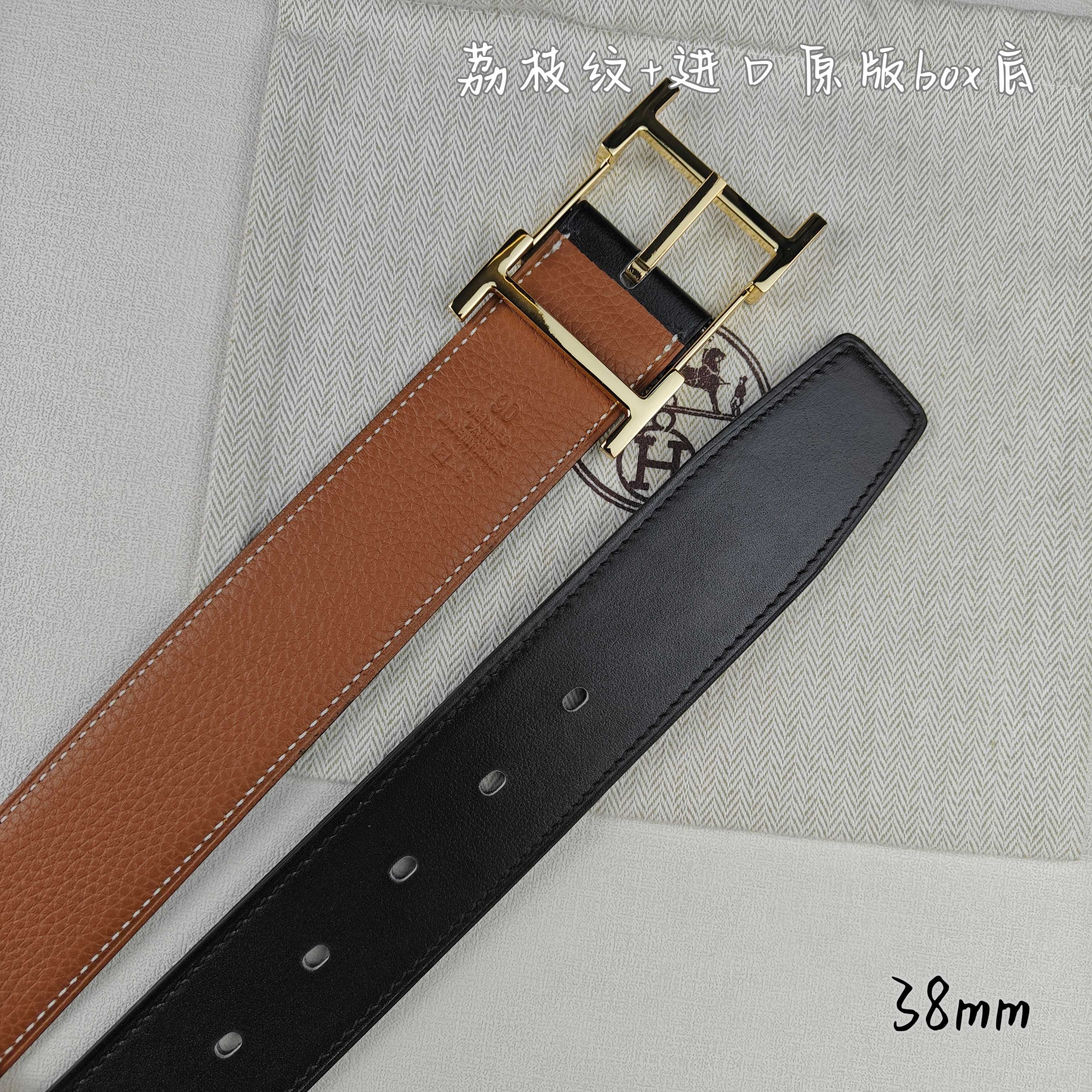 Hermès Basic Belt Top Grain Leather Black 38mm-s-m
