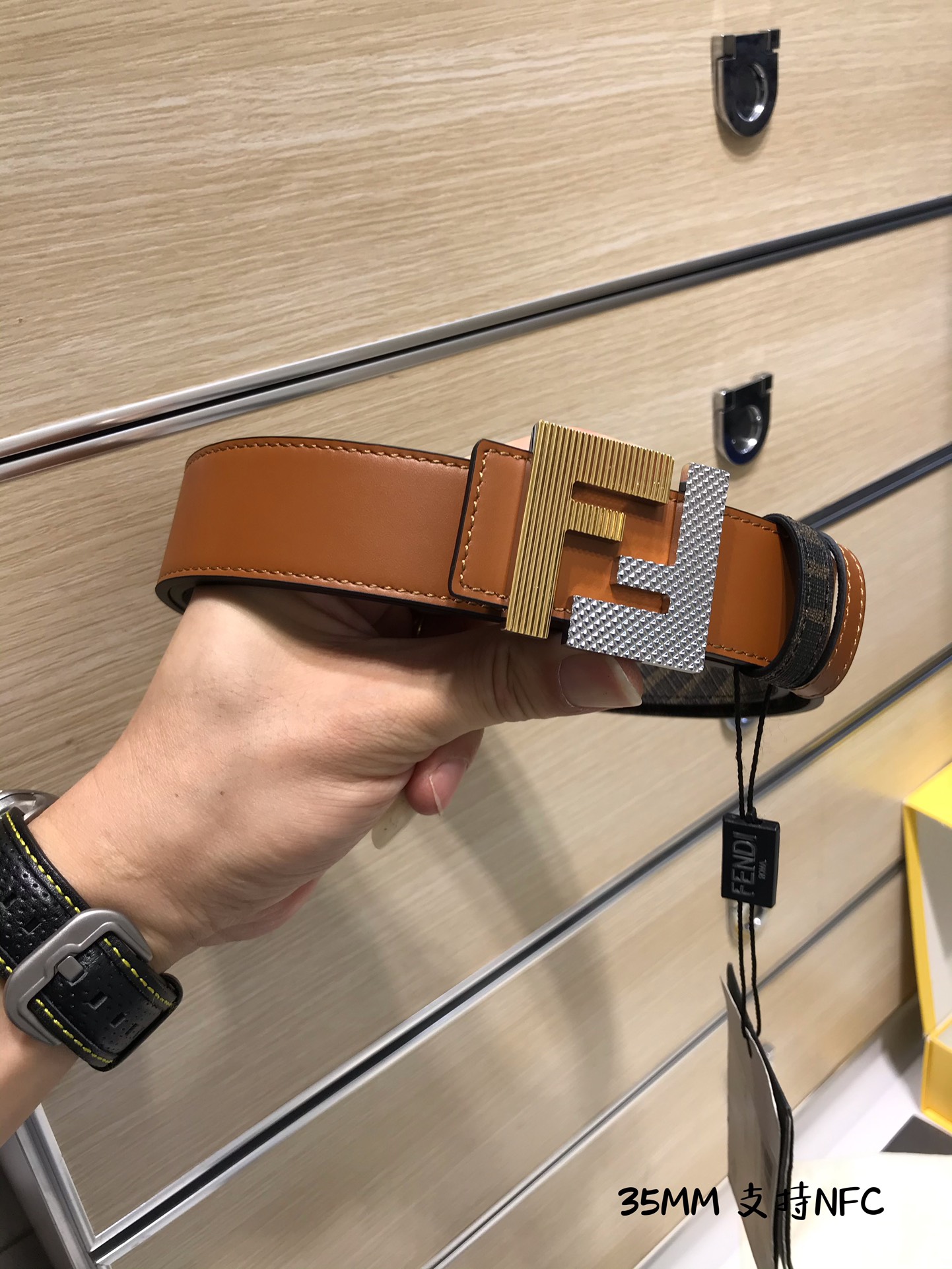 Fendi Leather Belt Cow Leather Black M