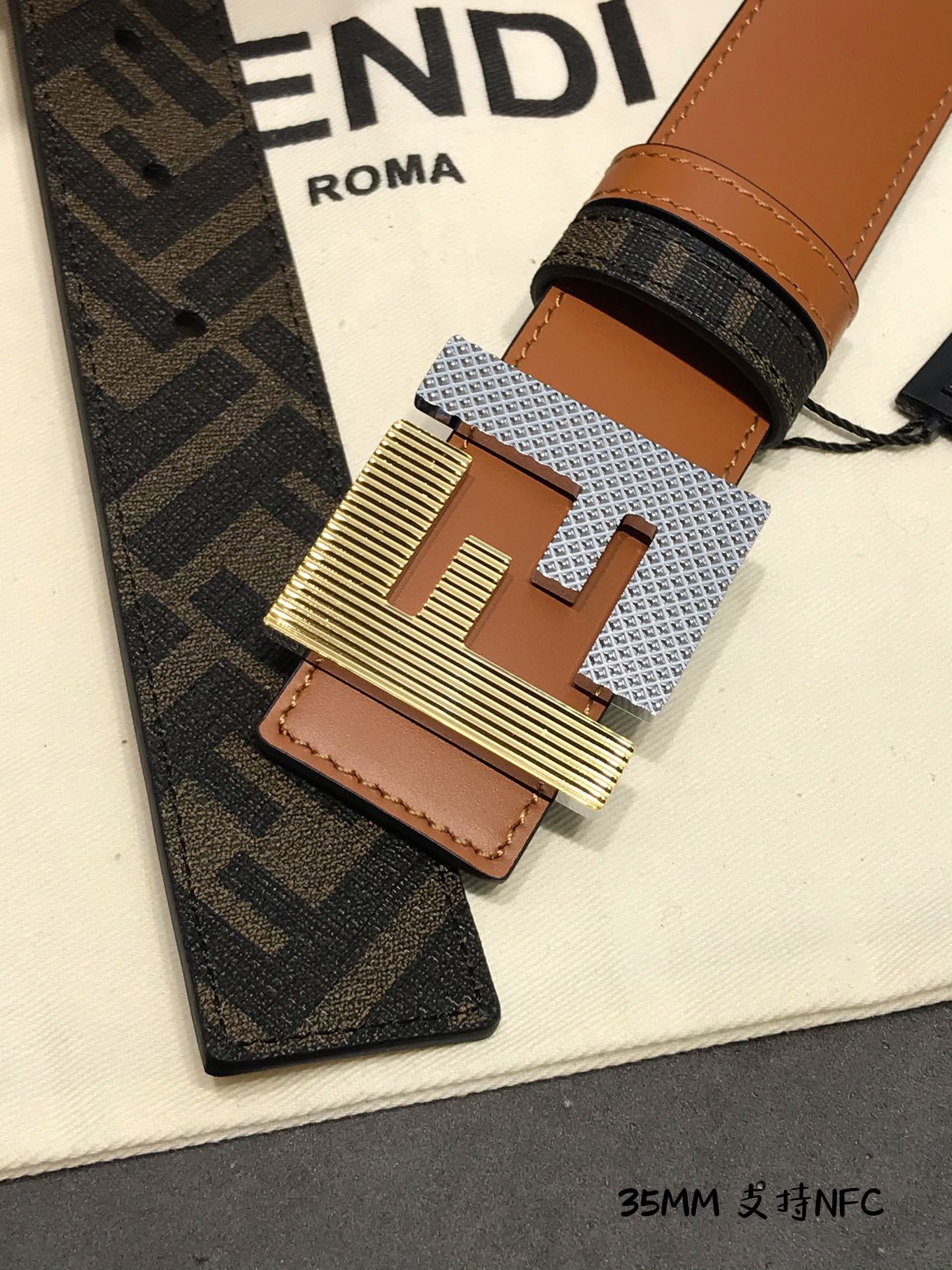 Fendi Leather Belt Cow Leather Black M