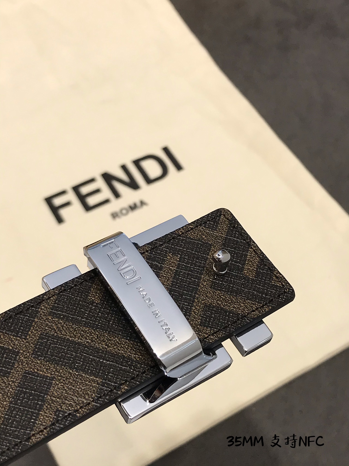 Fendi Leather Belt Cow Leather Black M