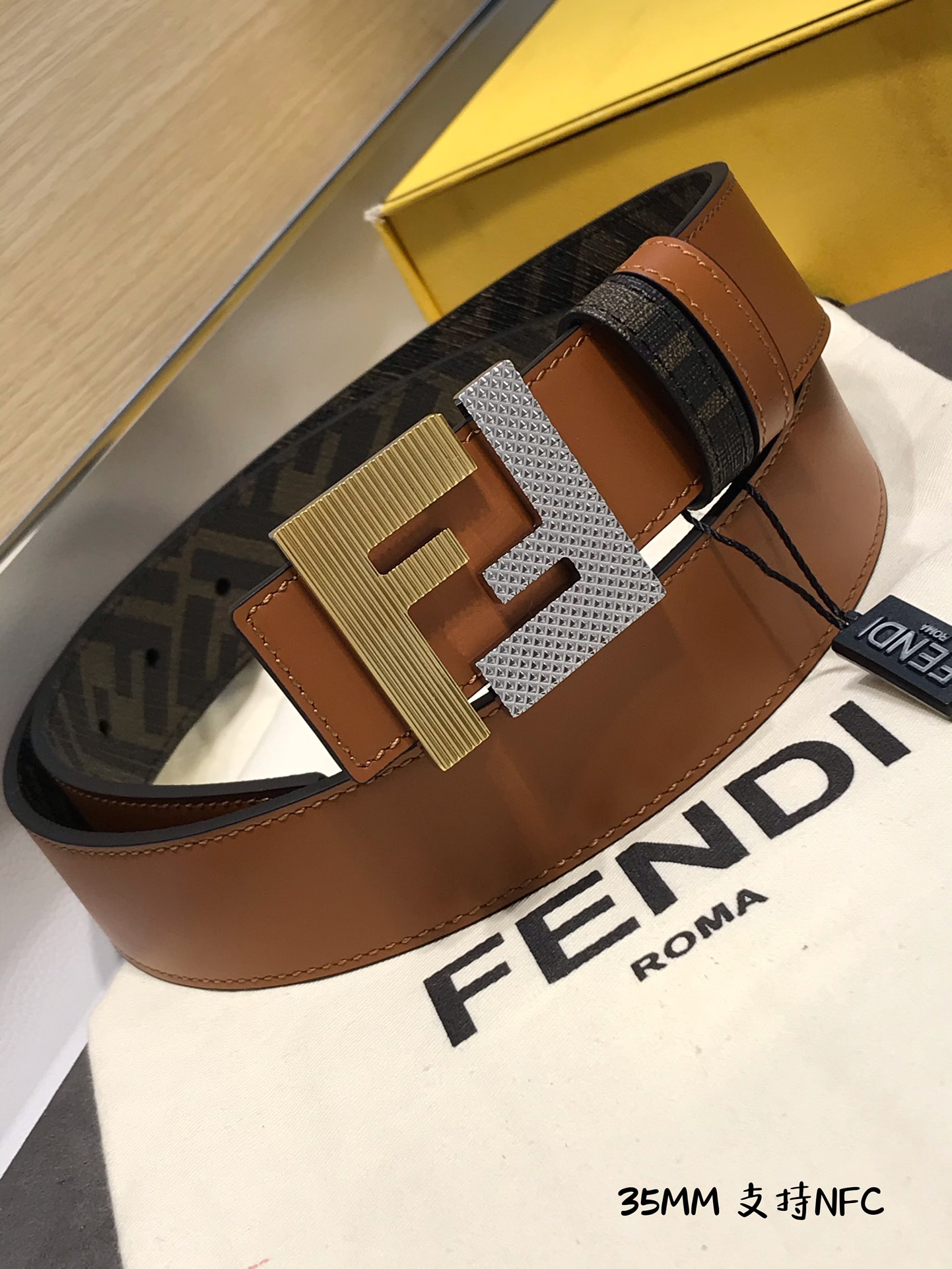Fendi Leather Belt Cow Leather Black M