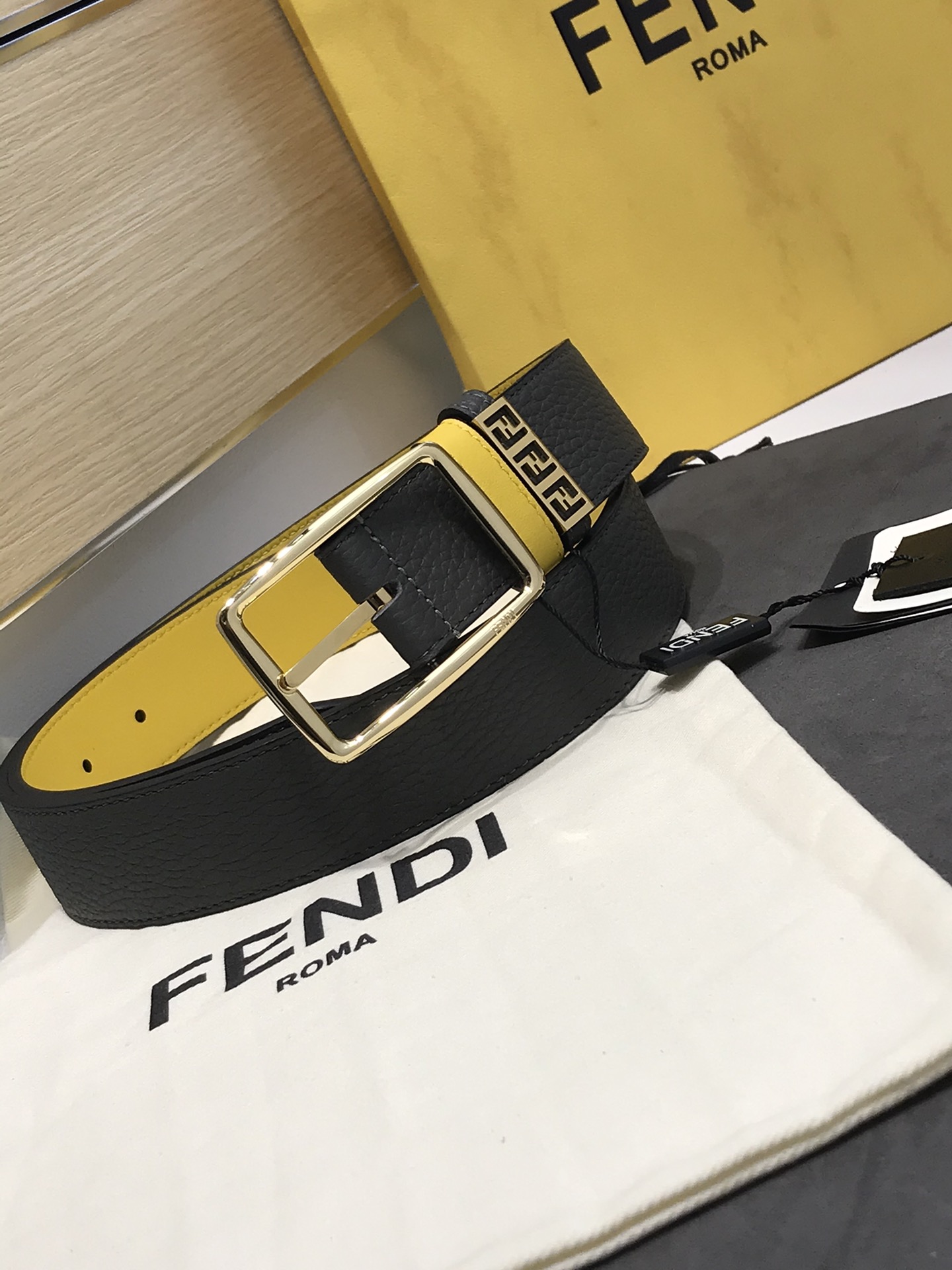 Fendi Leather Belt Cow Leather 35mm
