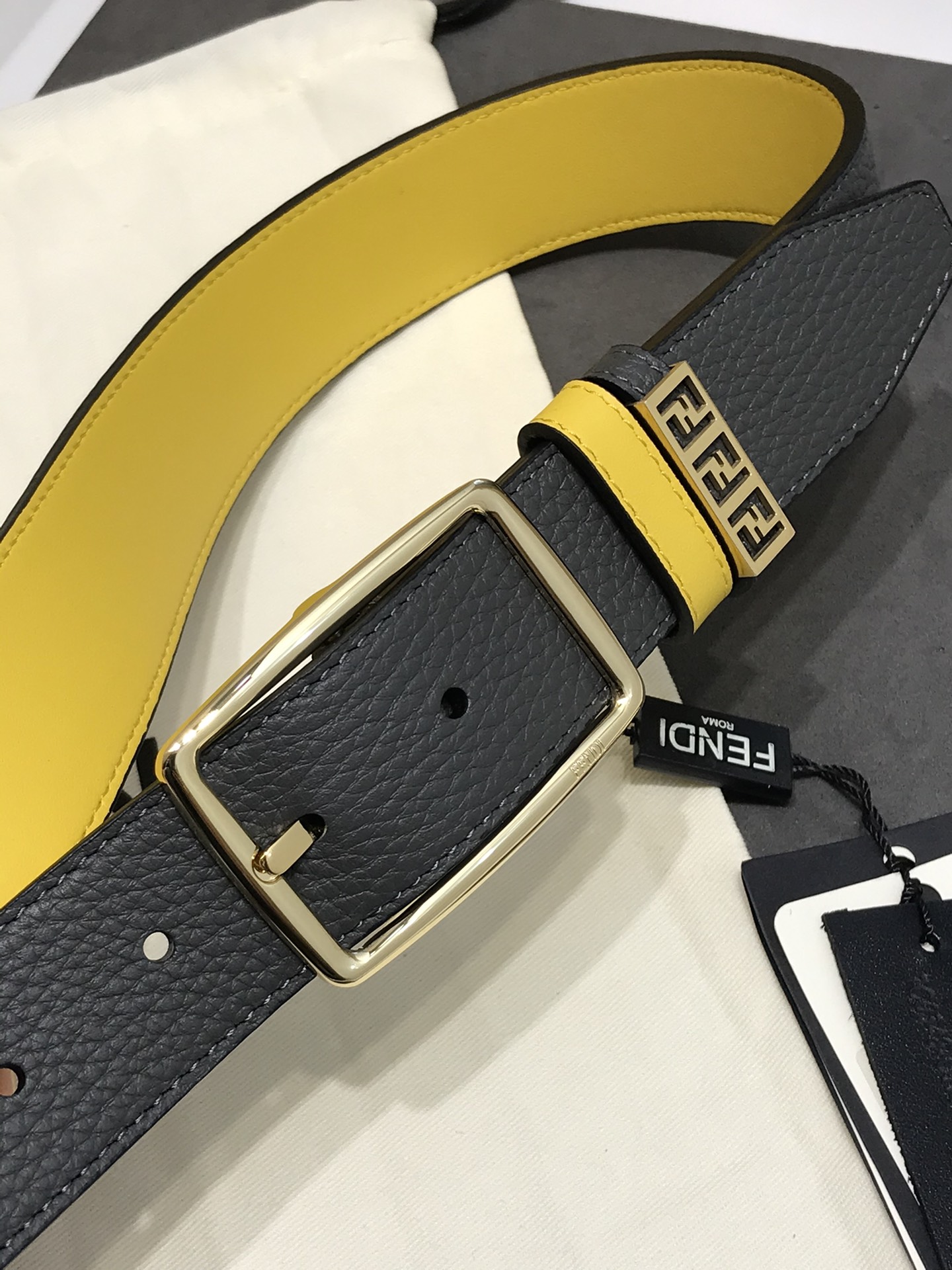 Fendi Leather Belt Cow Leather 35mm