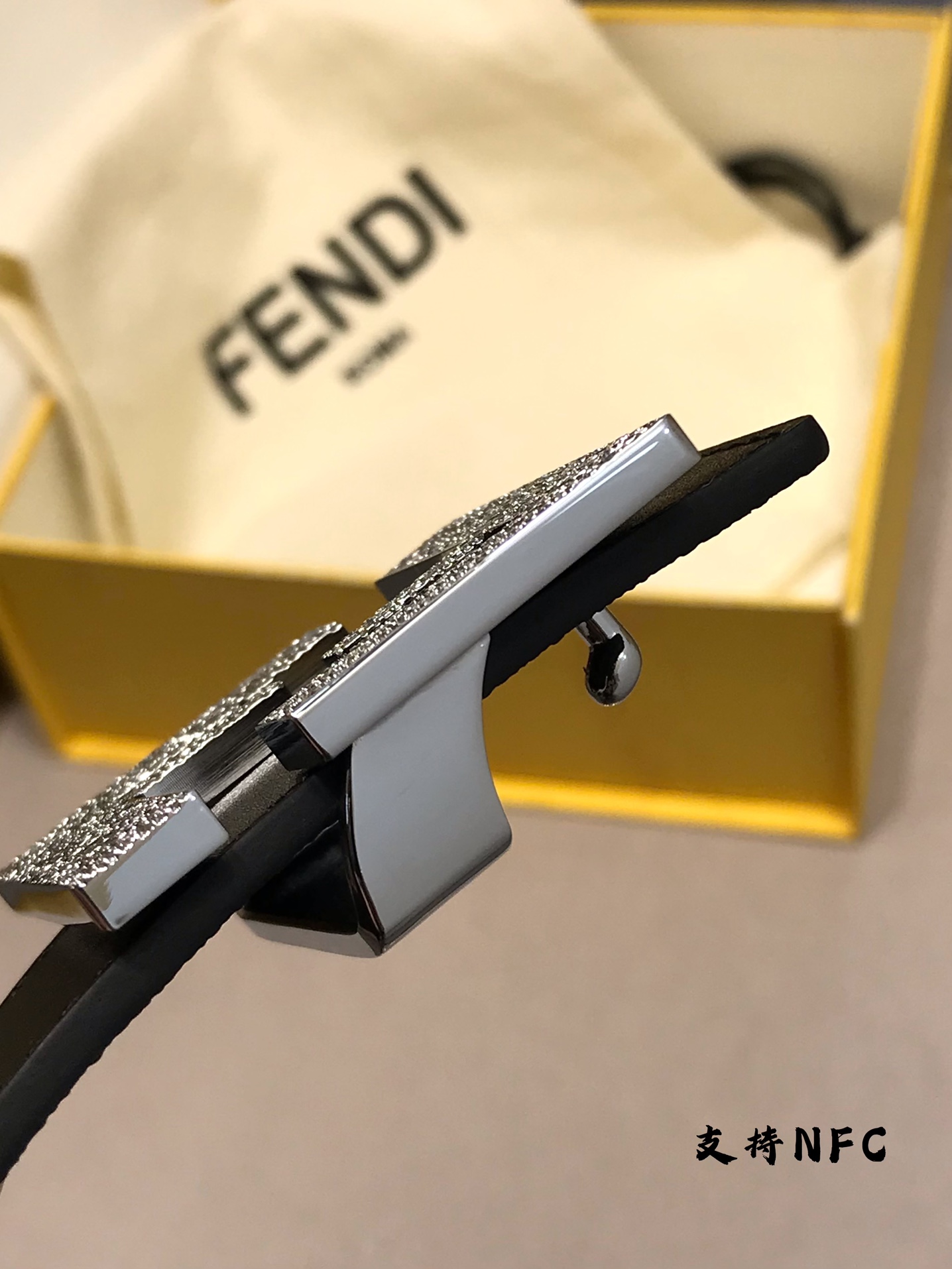 Fendi Leather Belt Cow Leather White M