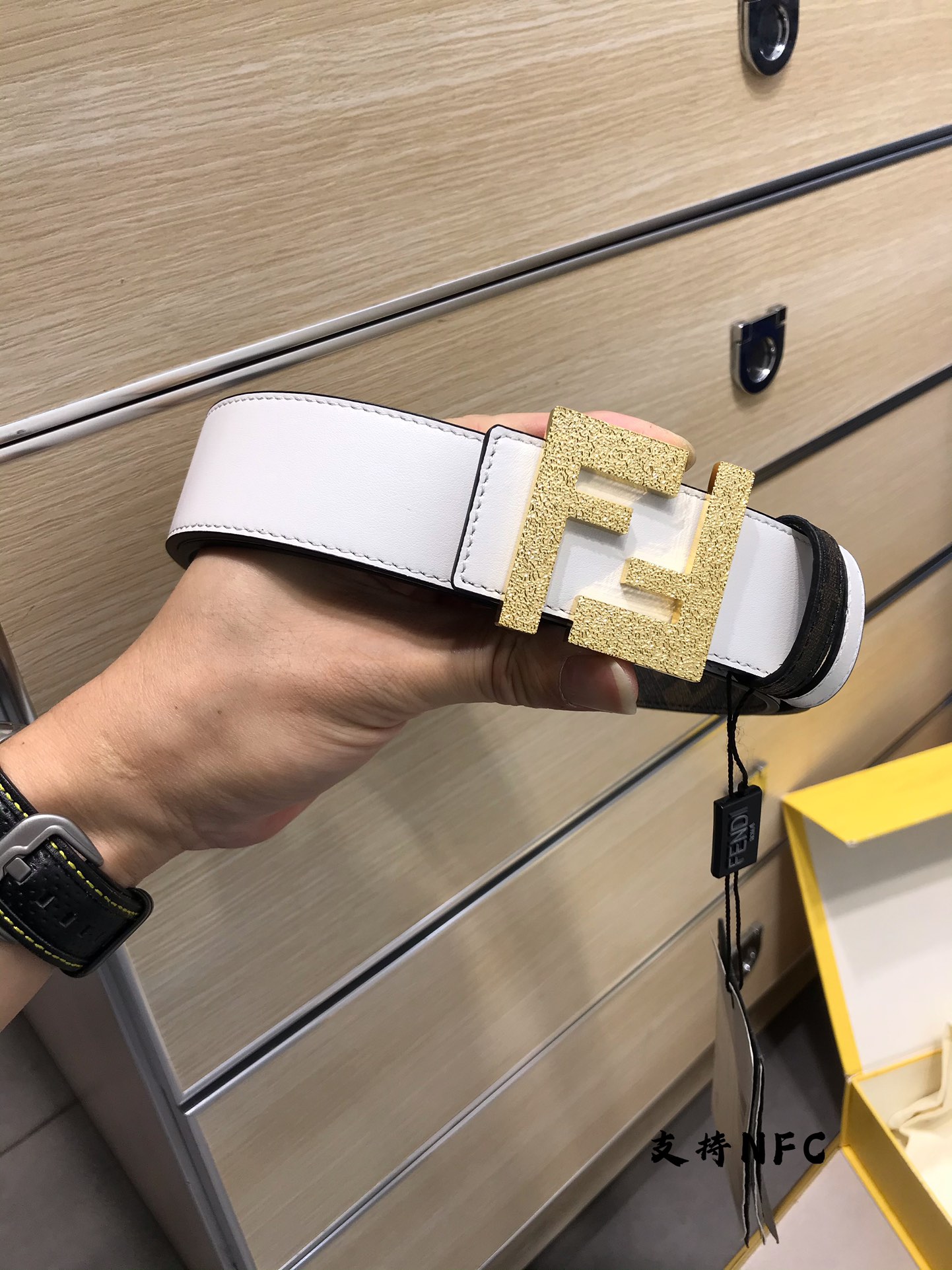 Fendi Leather Belt Cow Leather White M