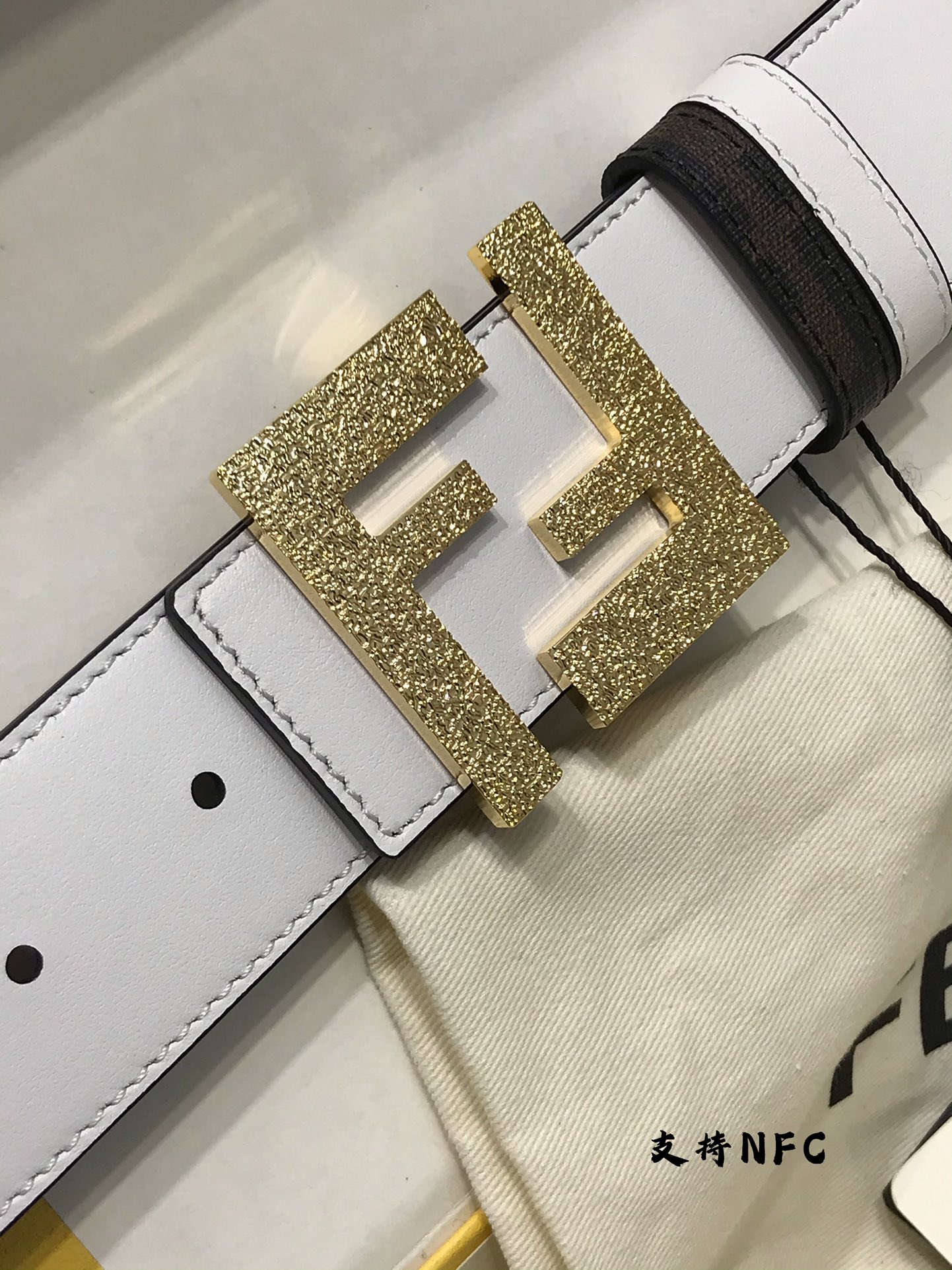 Fendi Leather Belt Cow Leather White M