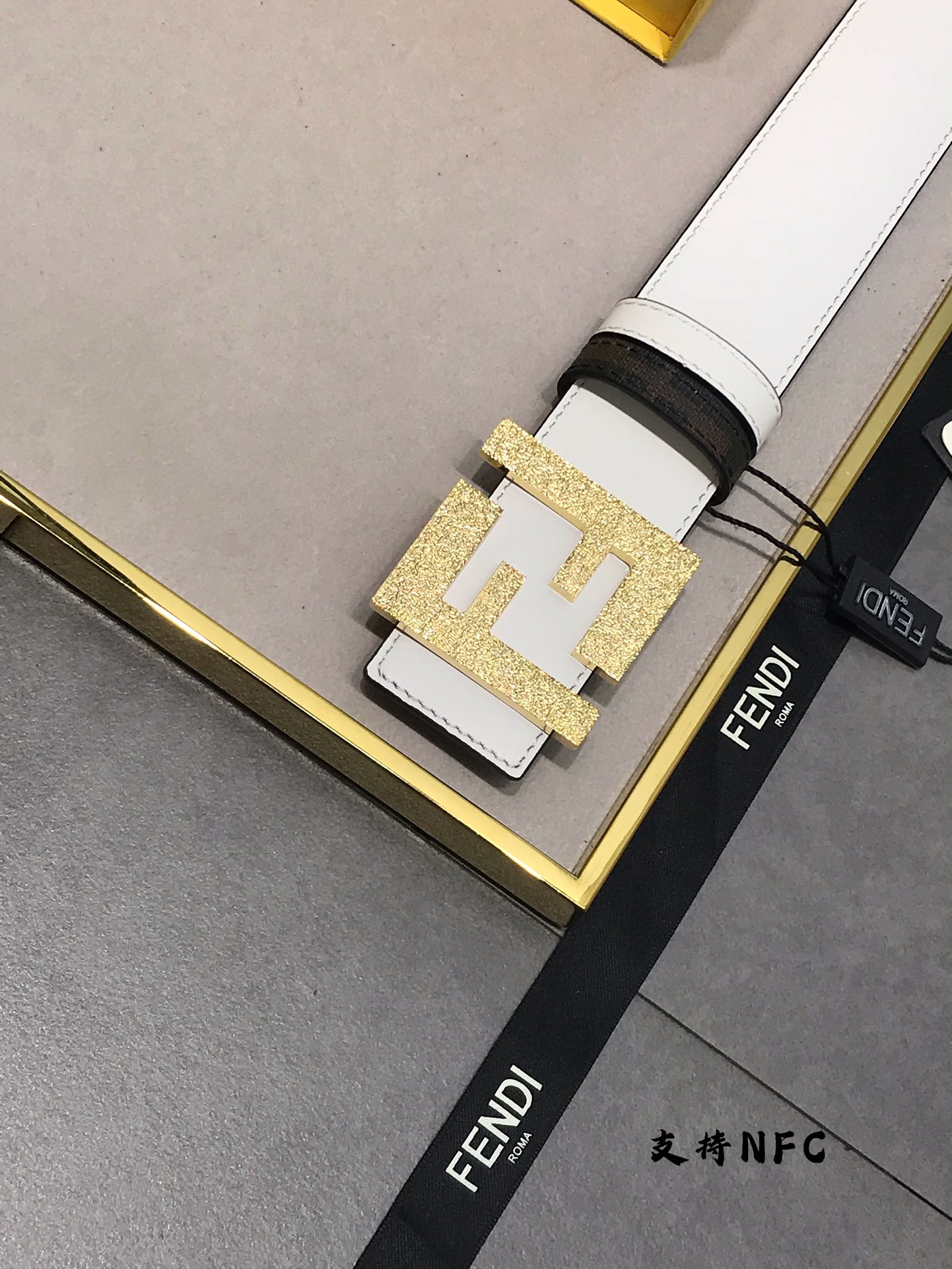 Fendi Leather Belt Cow Leather White M