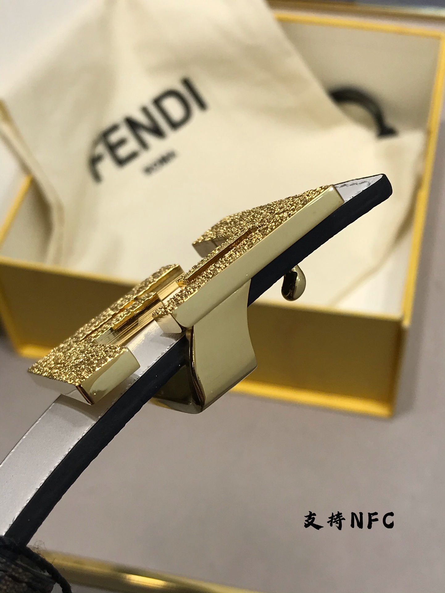 Fendi Leather Belt Cow Leather White M