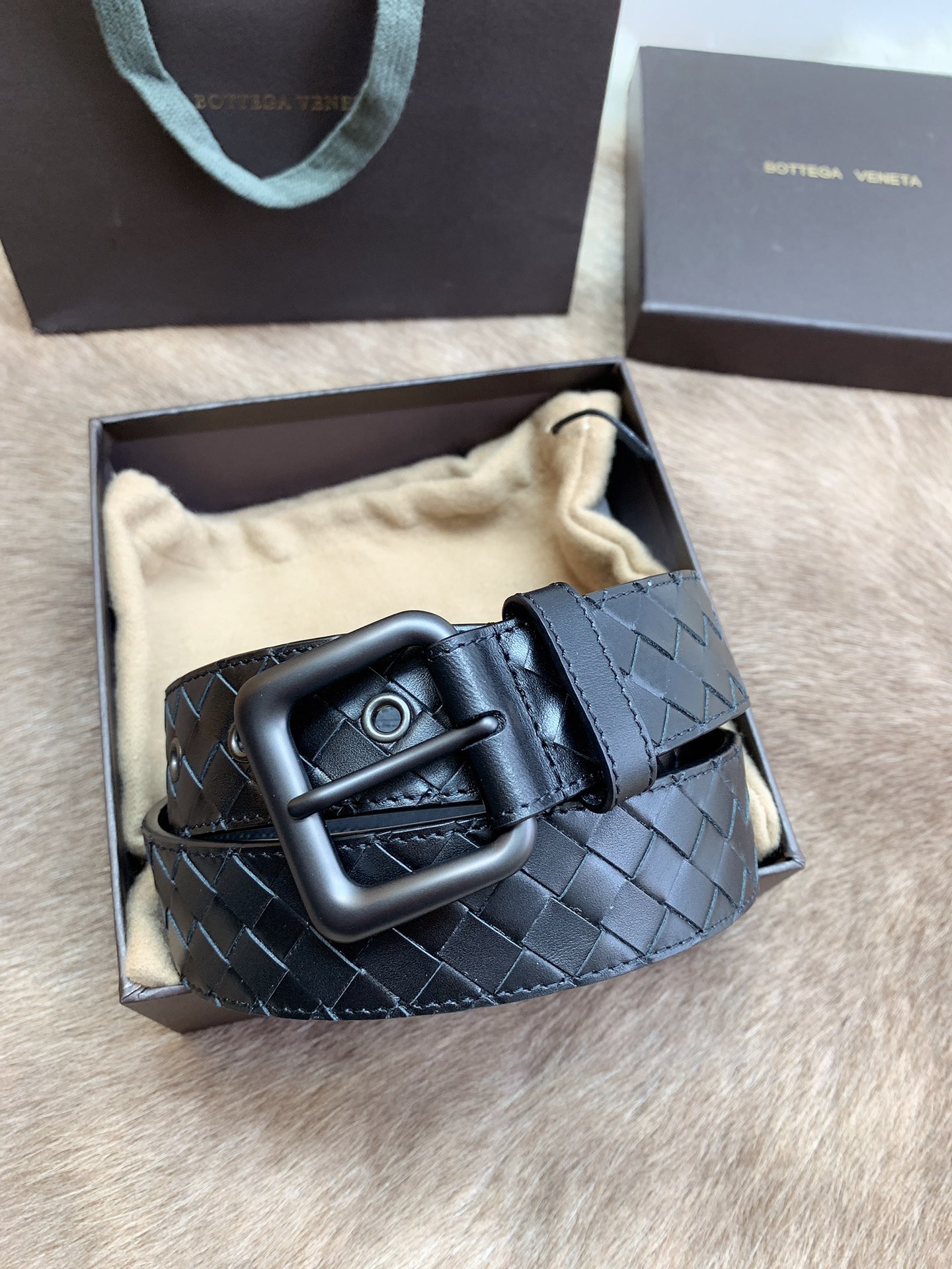 Bottega Veneta Male Leather Belt Top Grain Leather M-l