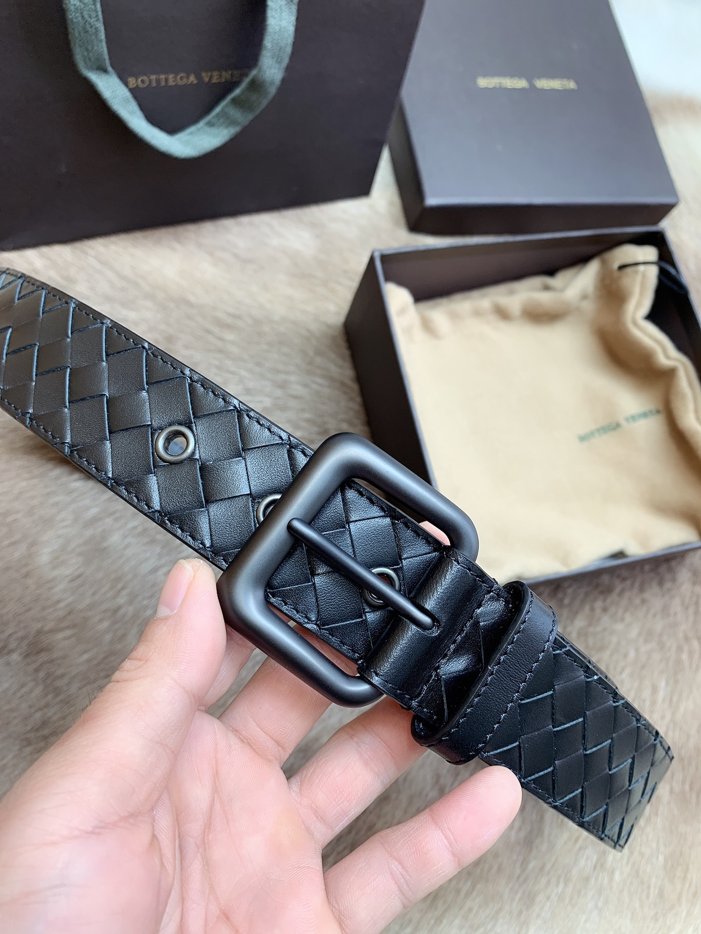 Bottega Veneta Male Leather Belt Top Grain Leather M-l