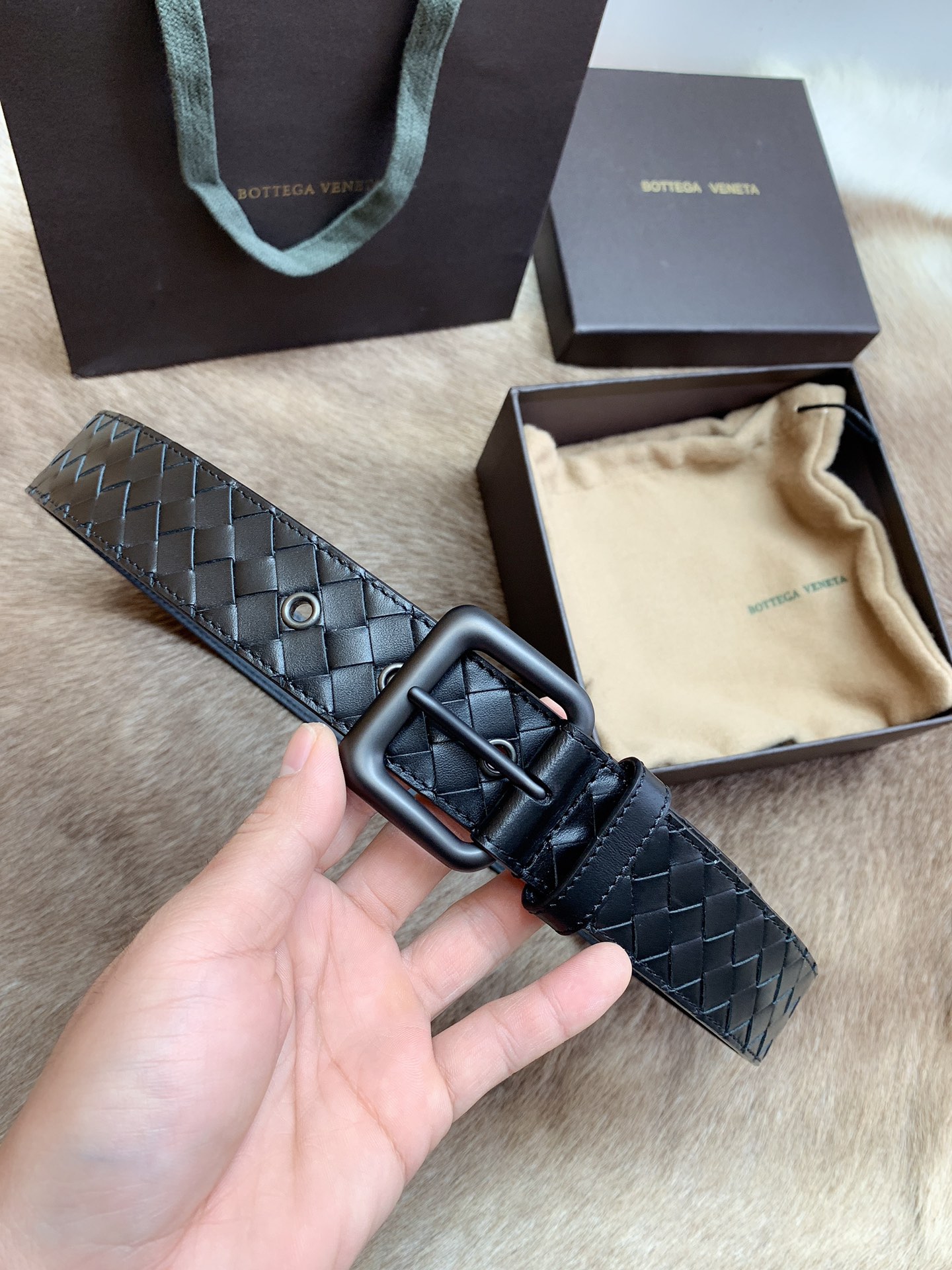 Bottega Veneta Male Leather Belt Top Grain Leather M-l