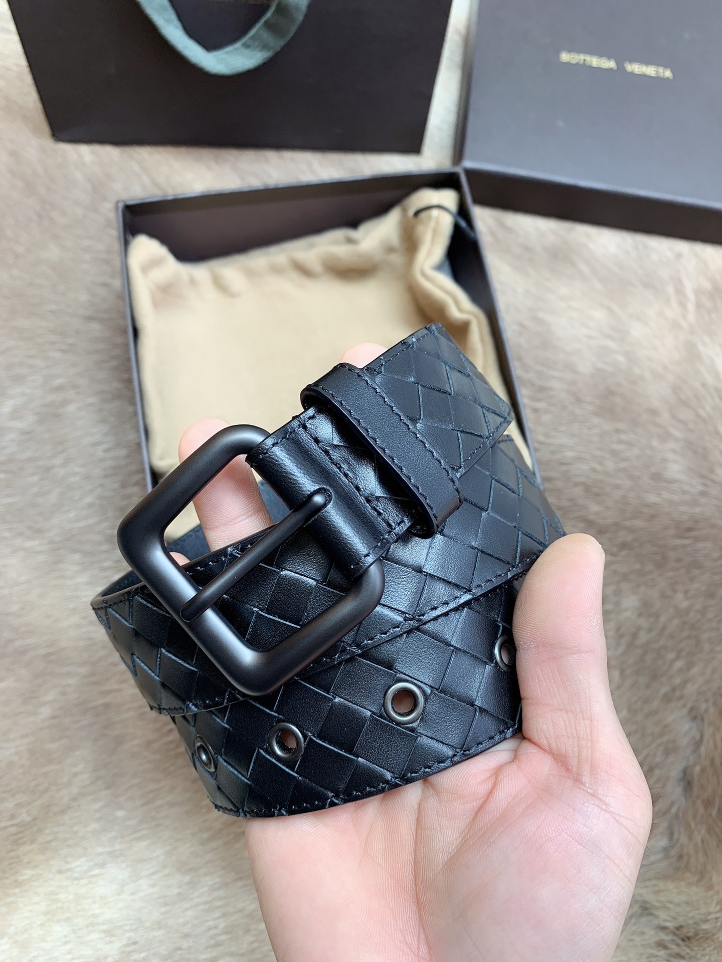 Bottega Veneta Male Leather Belt Top Grain Leather M-l