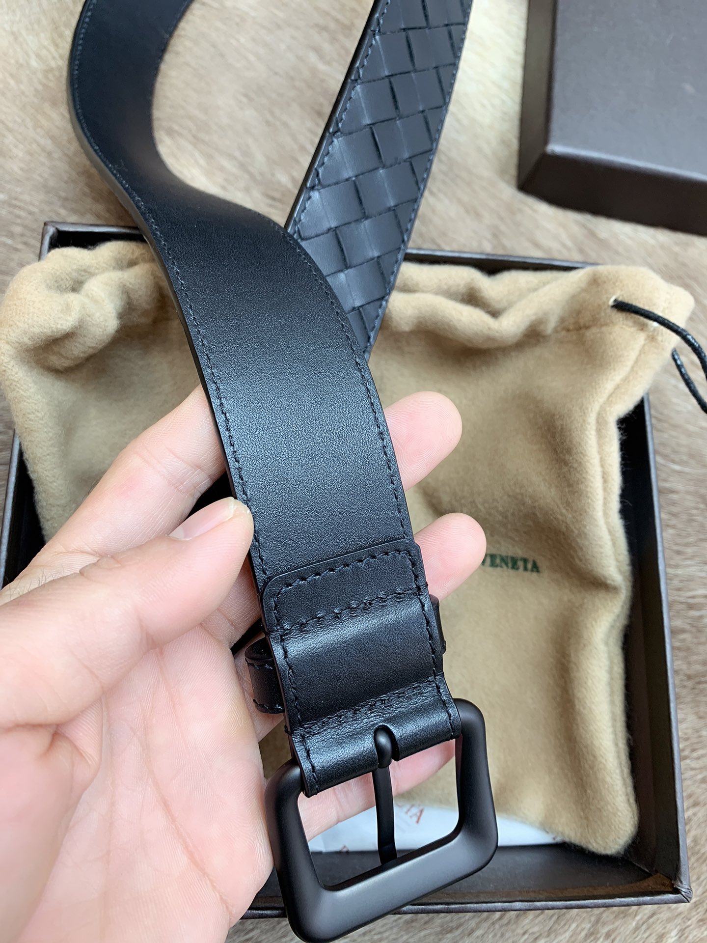 Bottega Veneta Male Leather Belt Top Grain Leather M-l