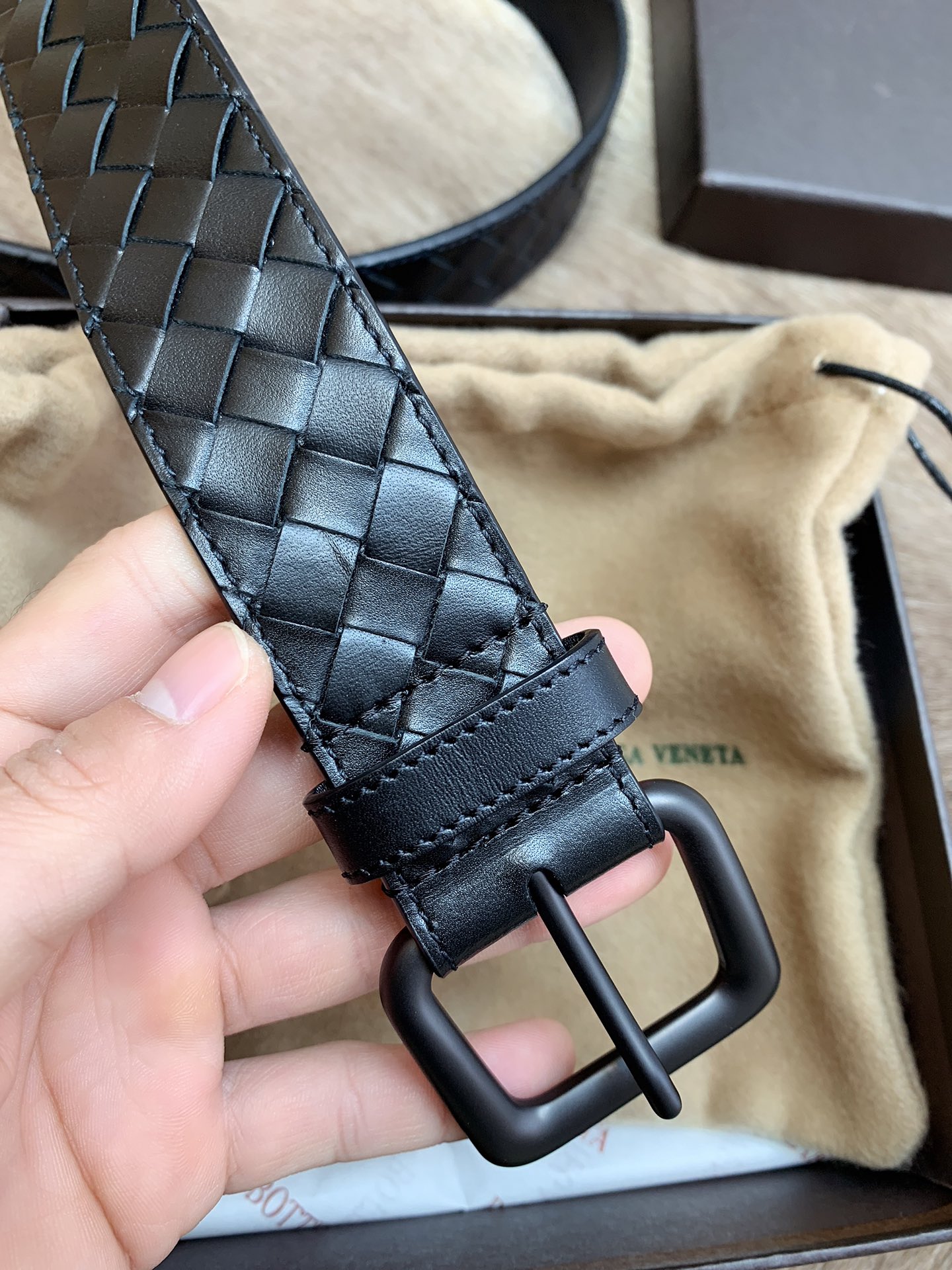 Bottega Veneta Male Leather Belt Top Grain Leather M-l