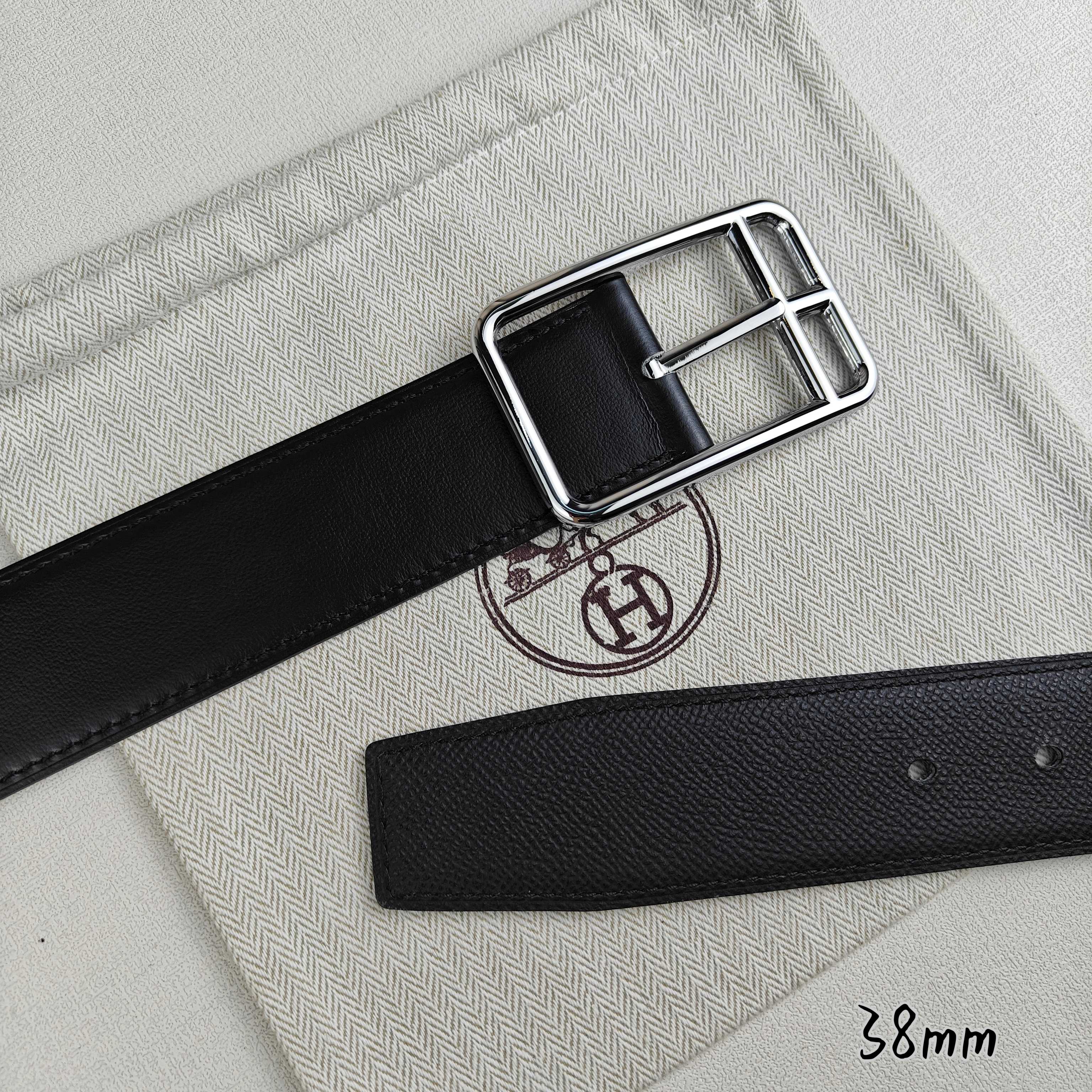 Hermès Basic Belt Top Grain Leather Black 38mm-s-m