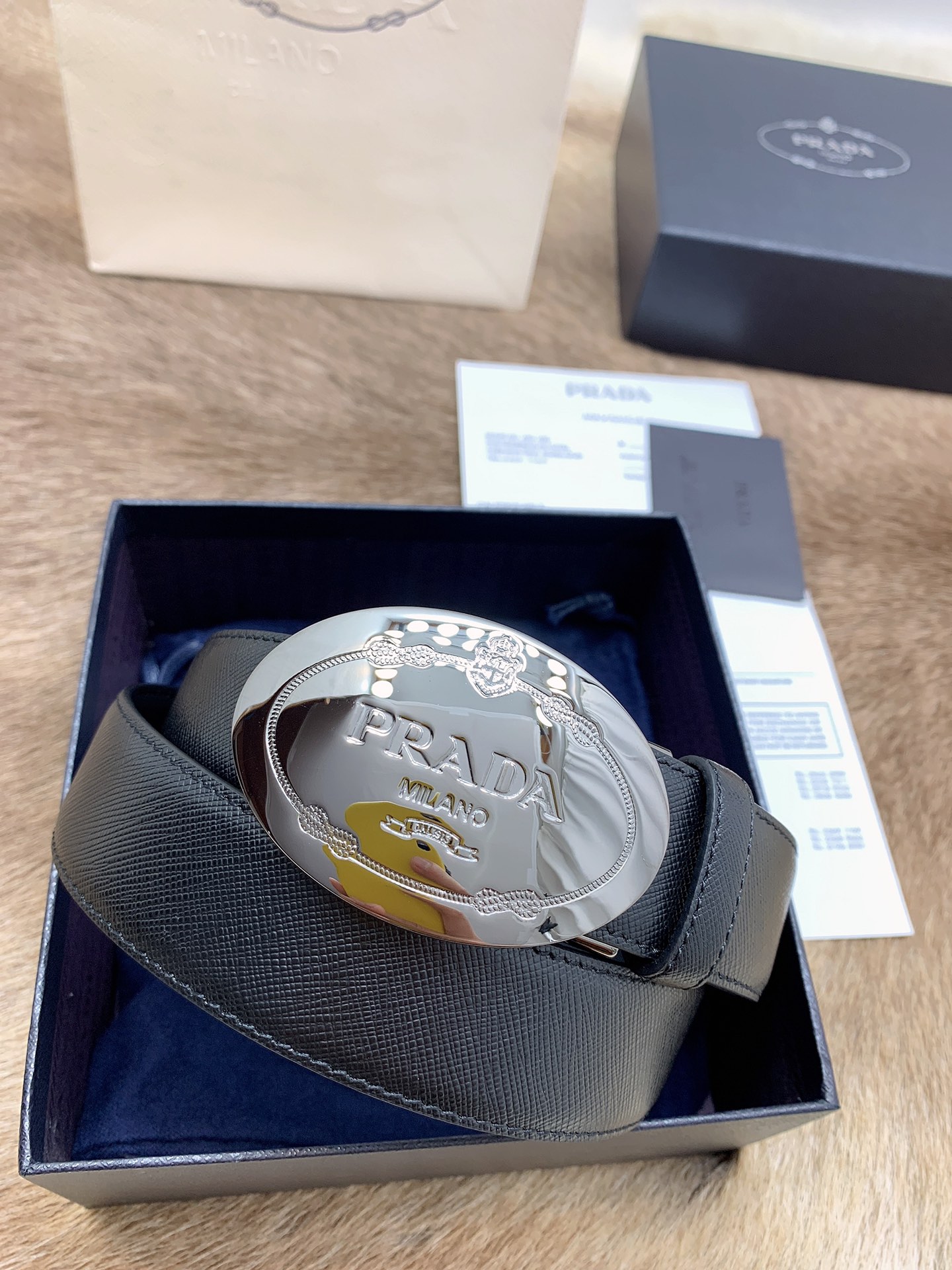 Prada Male Leather Belt Cow Leather S-m