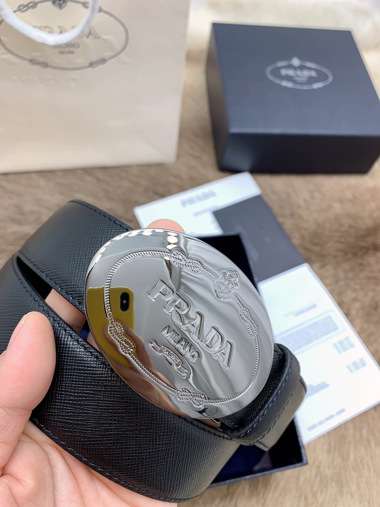 Prada Male Leather Belt Cow Leather S-m