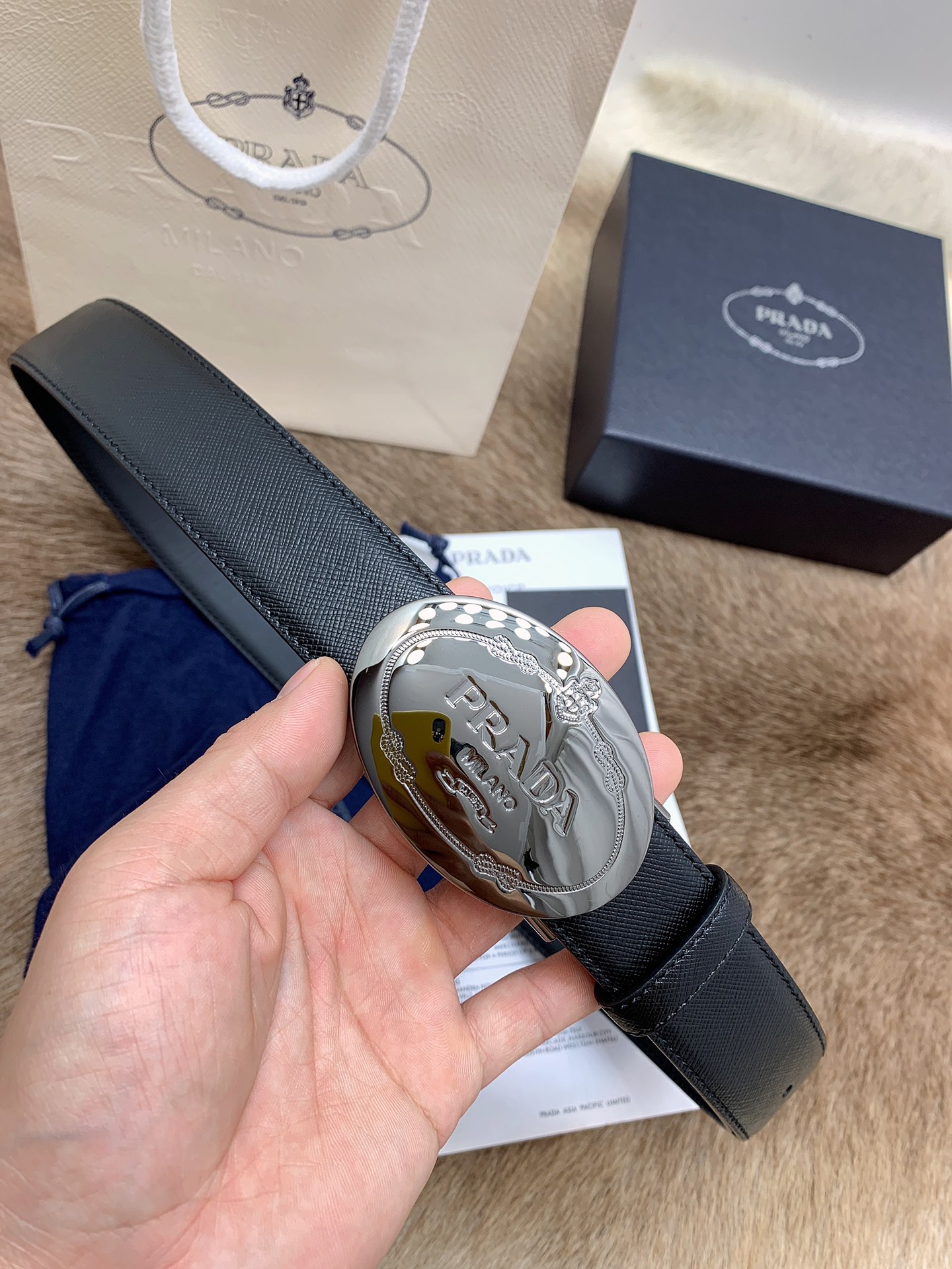 Prada Male Leather Belt Cow Leather S-m