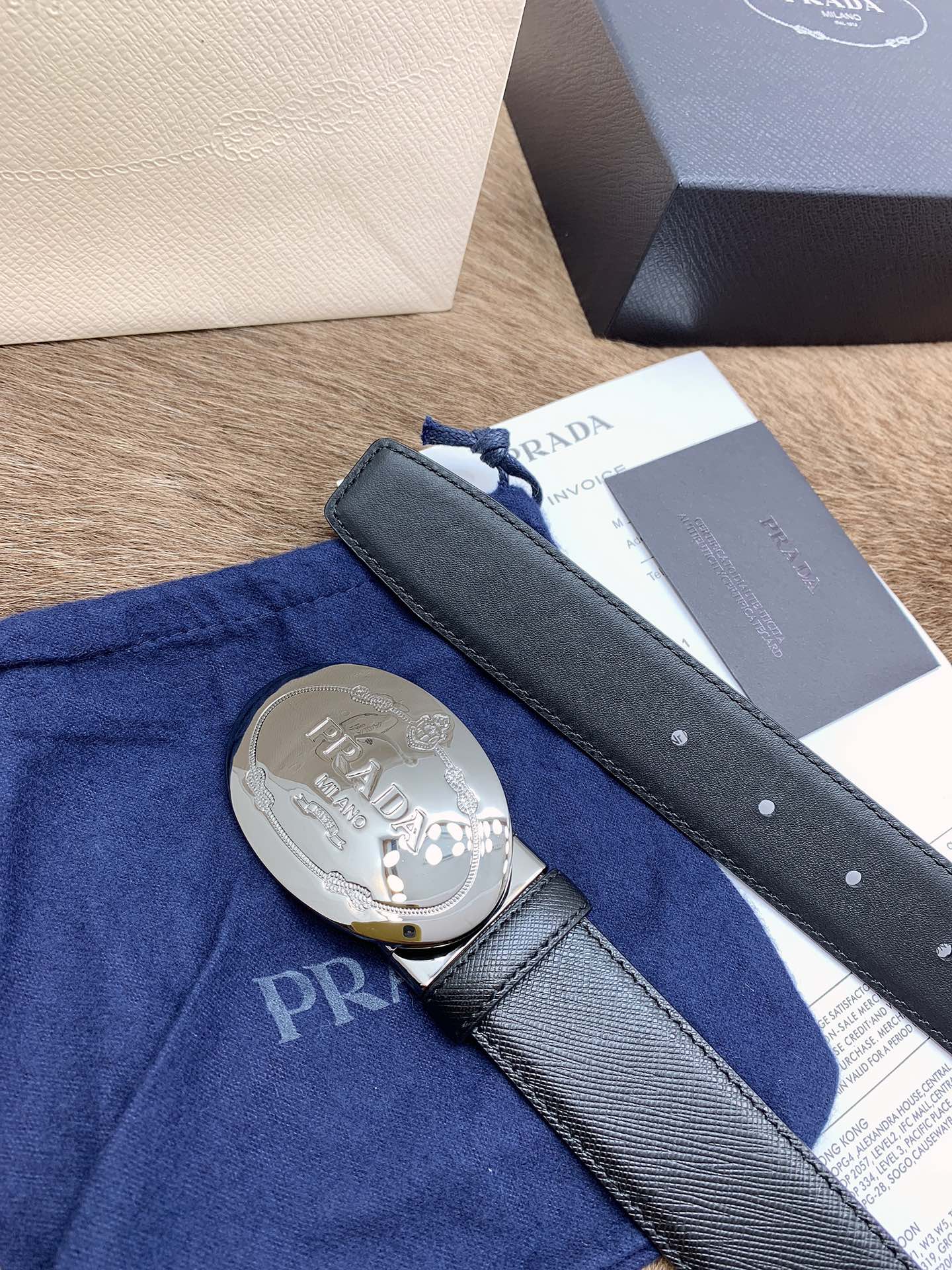 Prada Male Leather Belt Cow Leather S-m