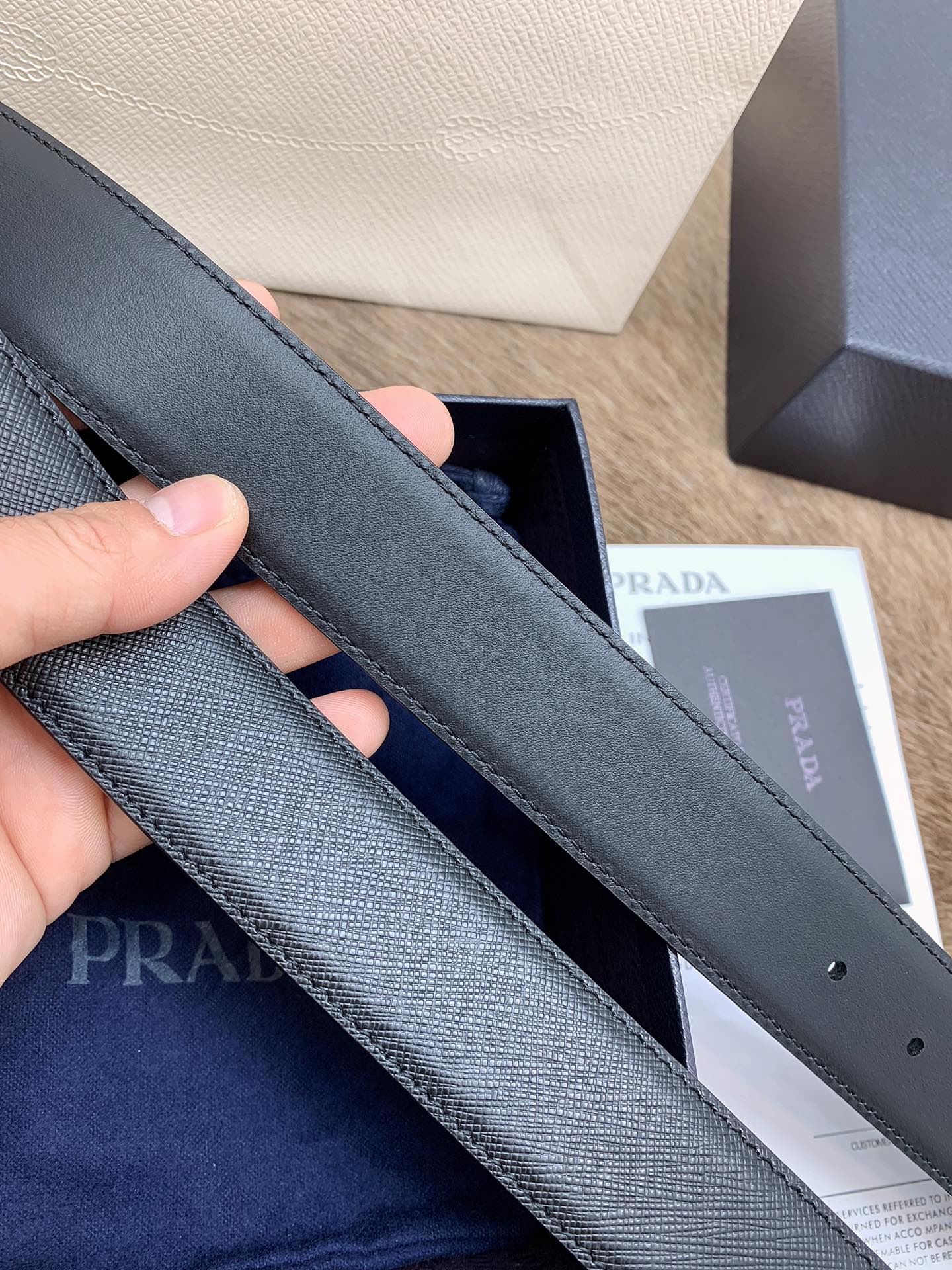 Prada Male Leather Belt Cow Leather S-m