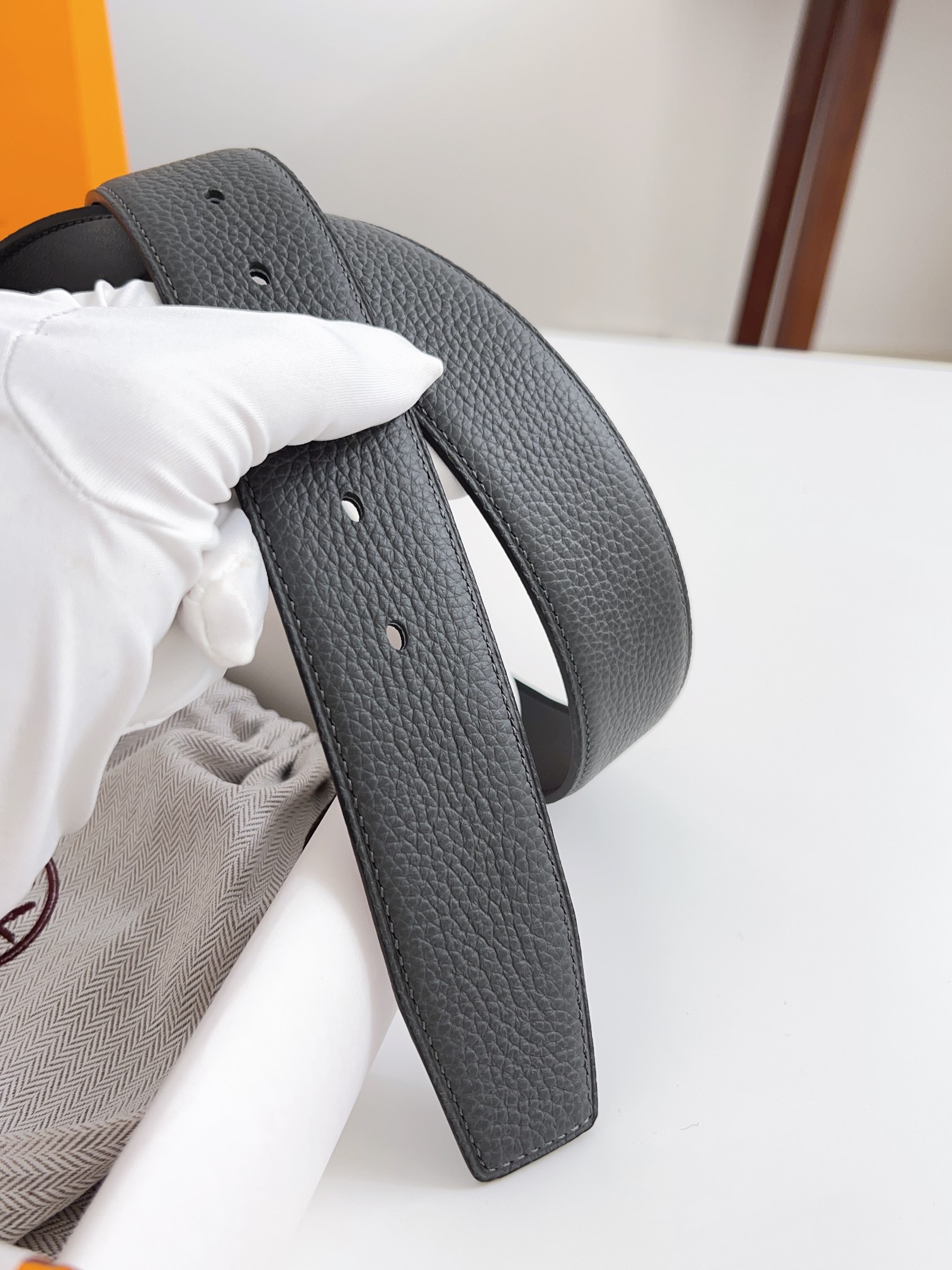 Hermès Male Basic Belt Cow Leather Black 125cm-m