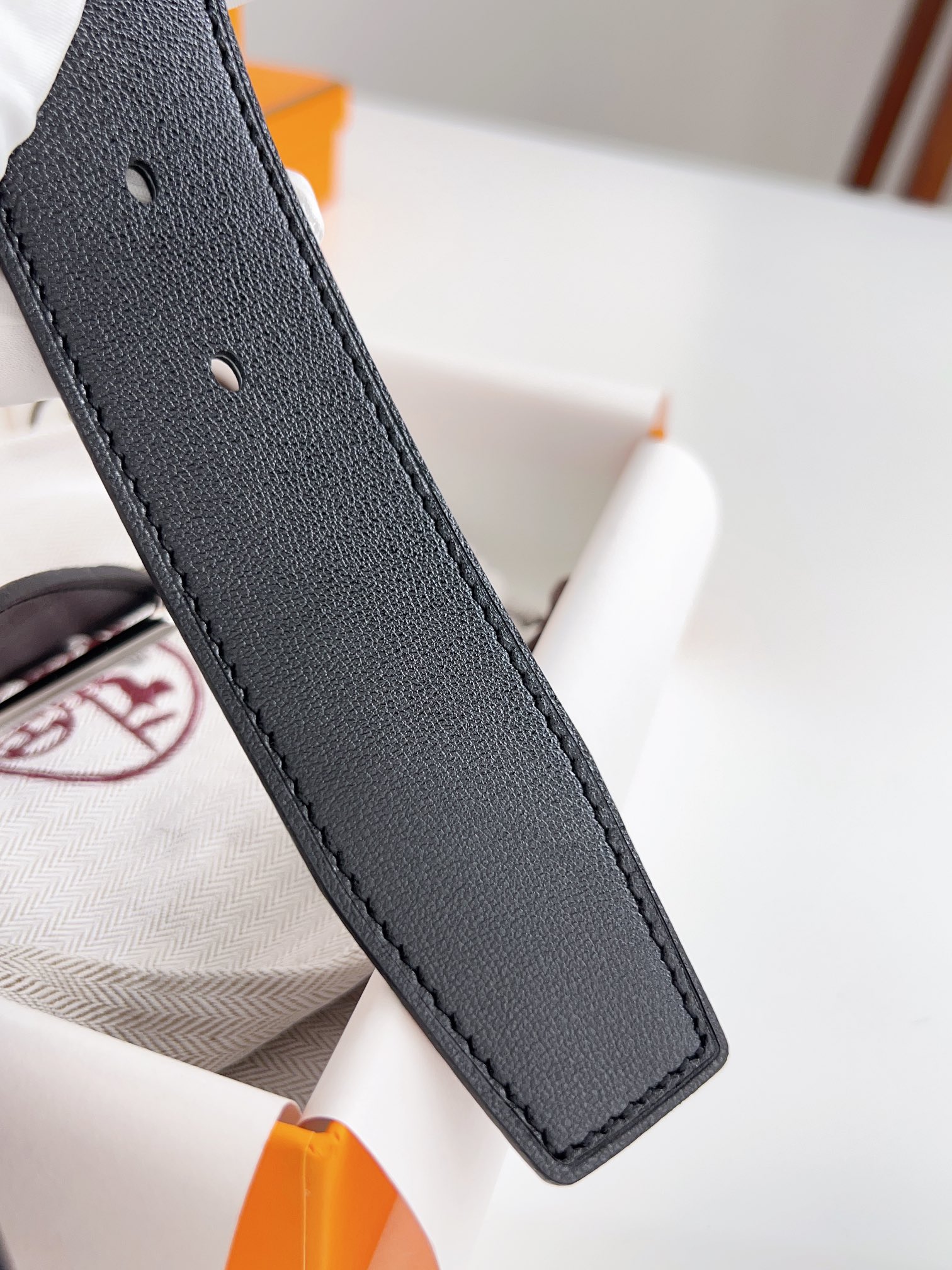 Hermès Male Basic Belt Cow Leather Black 125cm-m