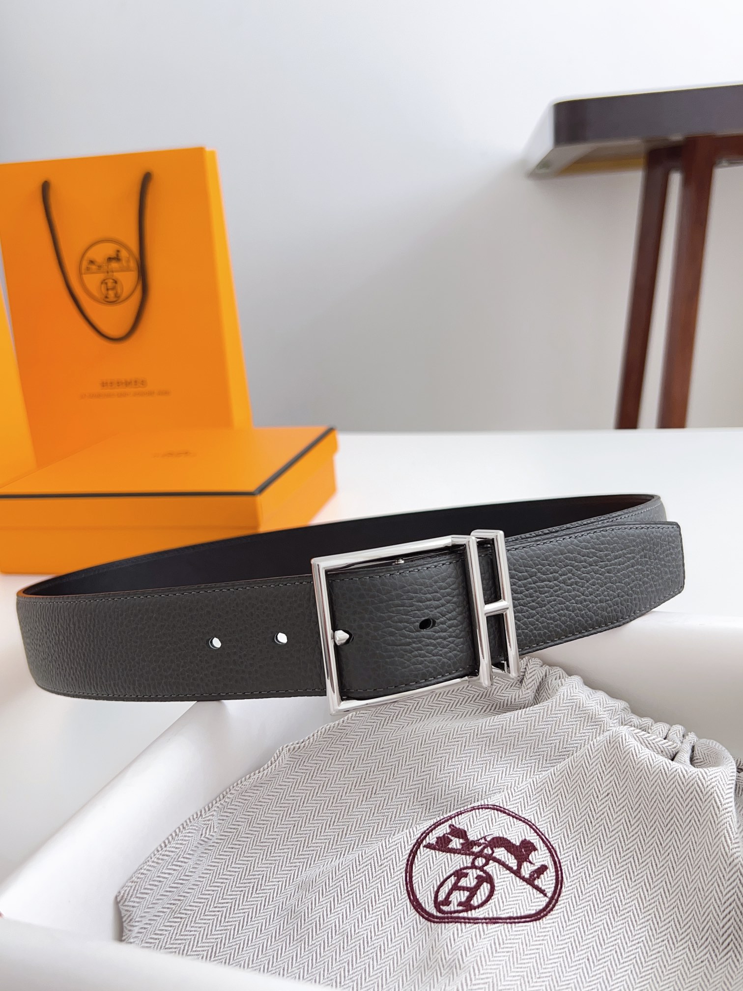 Hermès Male Basic Belt Cow Leather Black 125cm-m