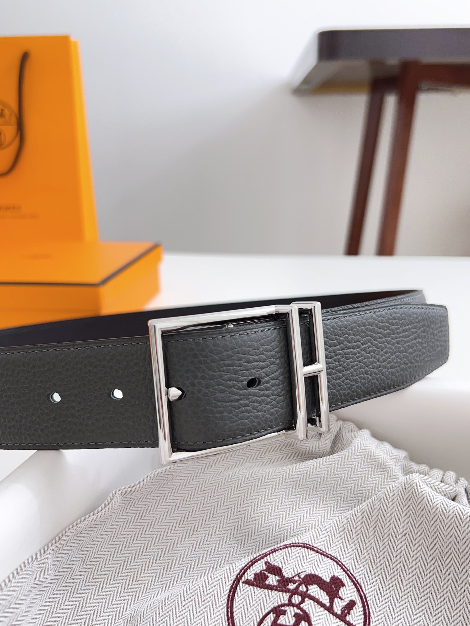 Hermès Male Basic Belt Cow Leather Black 125cm-m